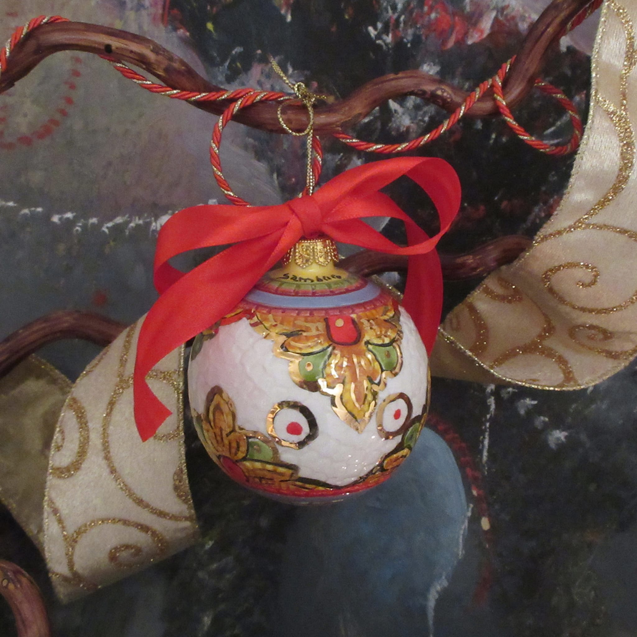 Gold and Red Christmas Ball Ornament - Alternative view 2