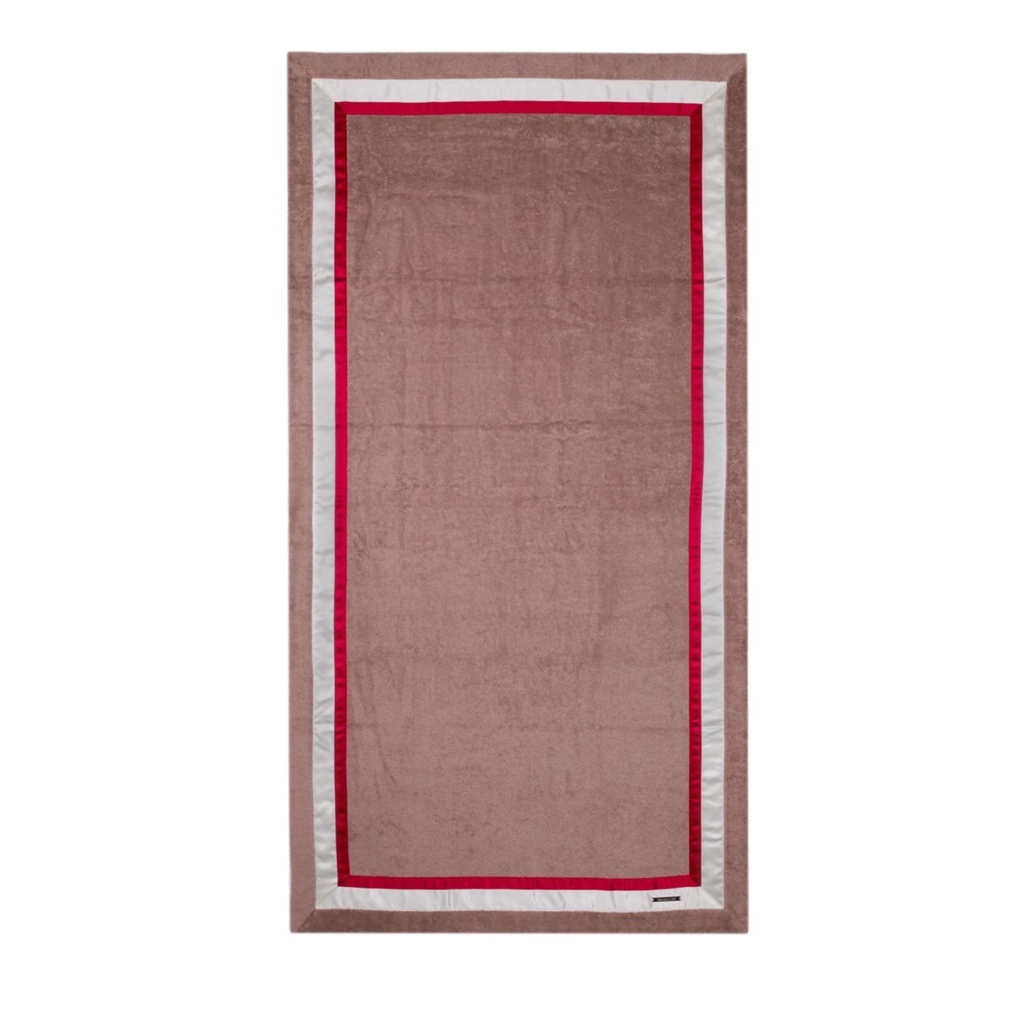 Dove-Grey and Red Beach Towel - Main view