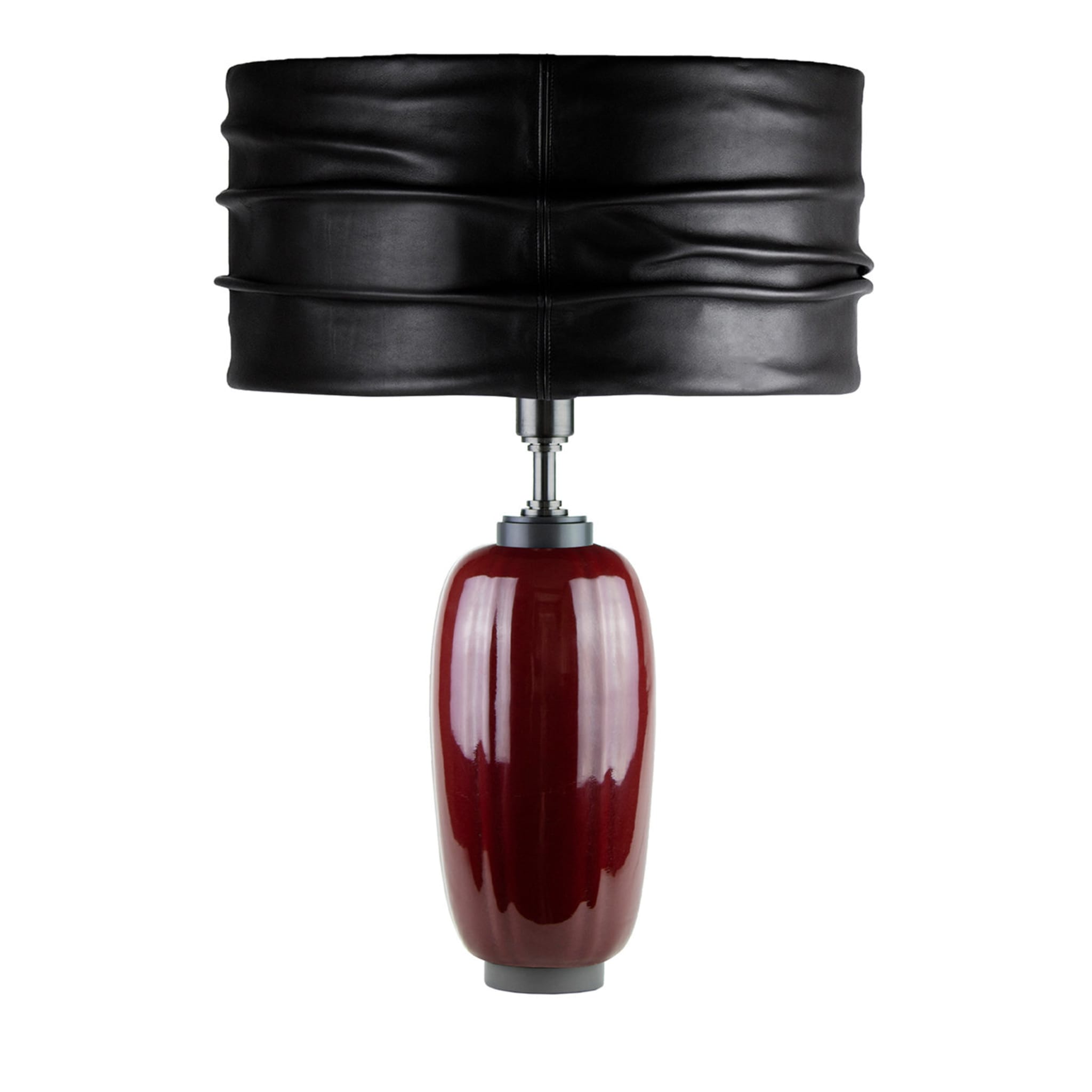 Lampe de table Sada Abe en cuir noir - Vue principale