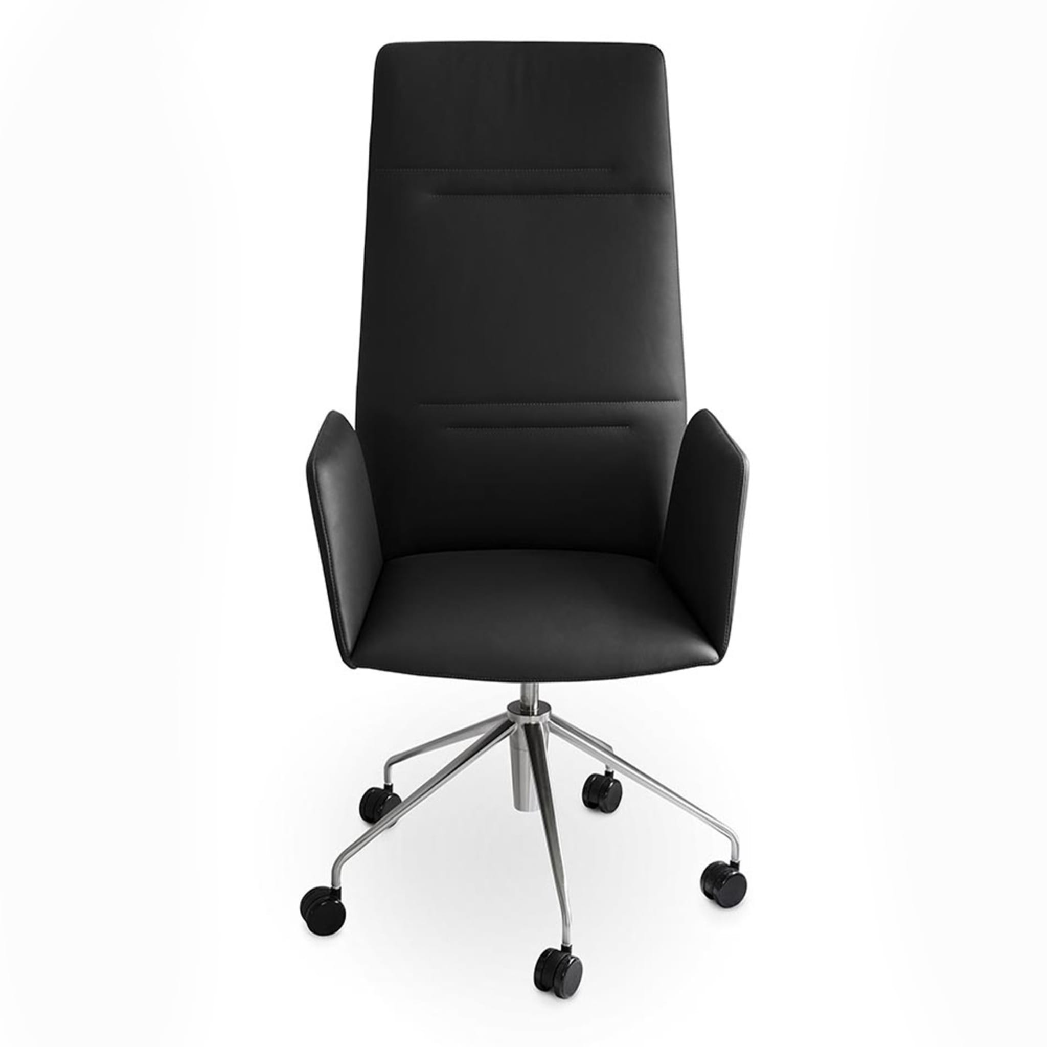 Vela Tall Black Leather Swivel Armchair by Lievore Altherr Molina - Alternative view 1