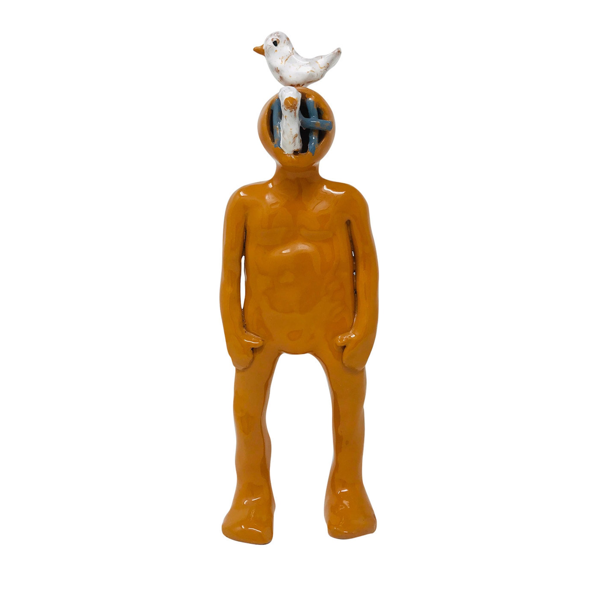 Sculpture orange de plongeur de haute mer - Vue principale