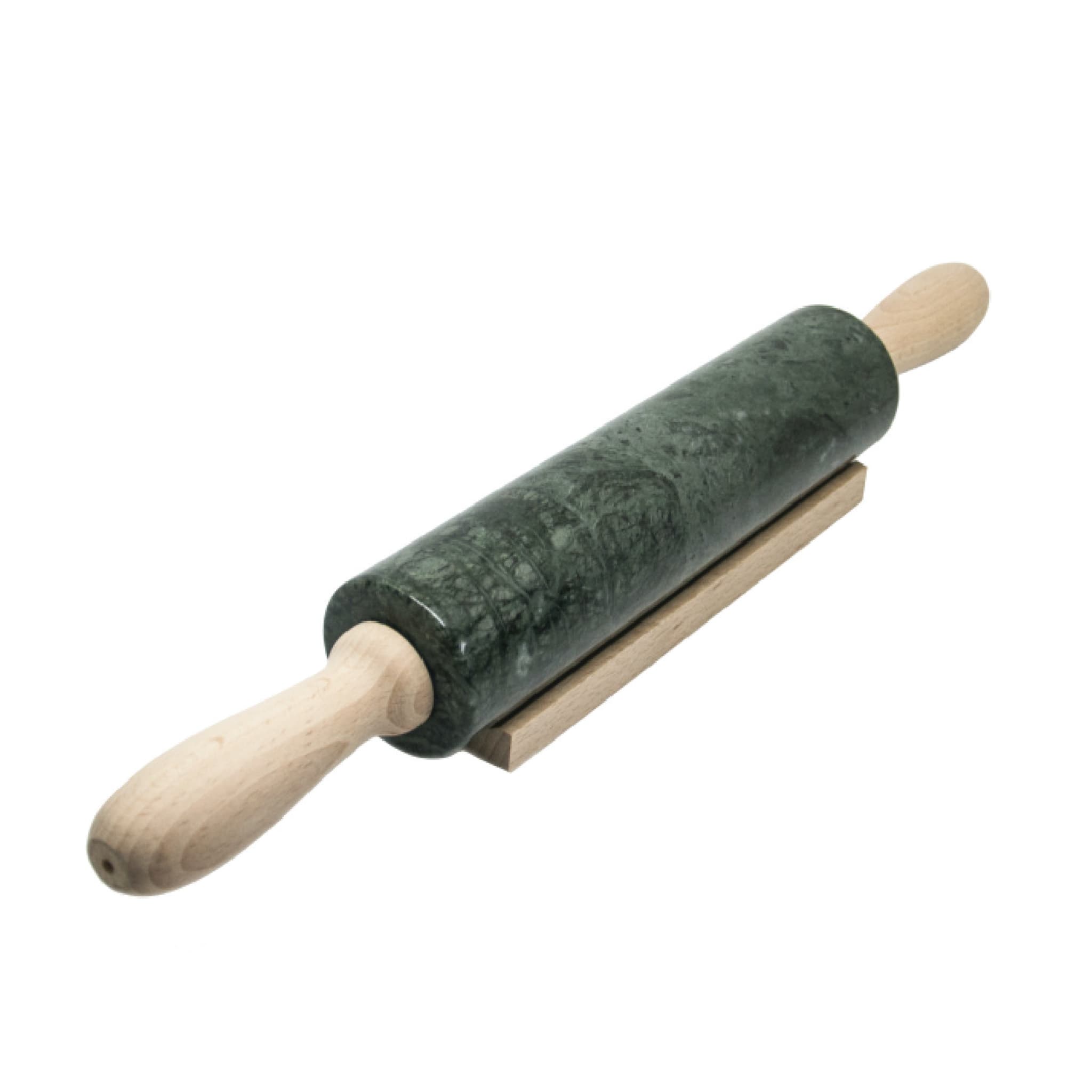 Rouleau à pâtisserie en marbre vert avec manche en bois - Vue principale