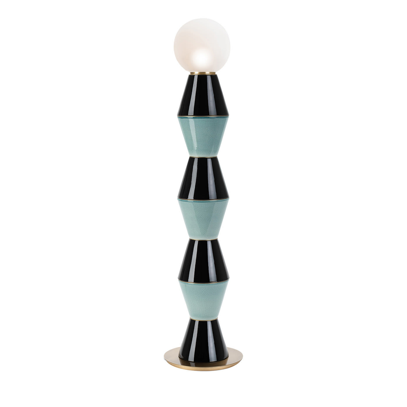 Palm Aquamarine and Black Floor Lamp - Marioni
