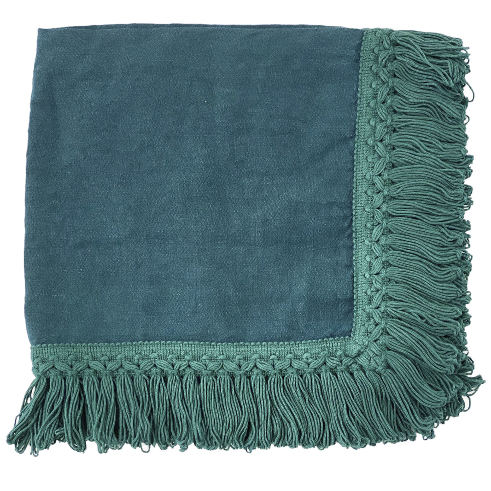Set of 4 Teal Napkins with Long Fringes - Main view