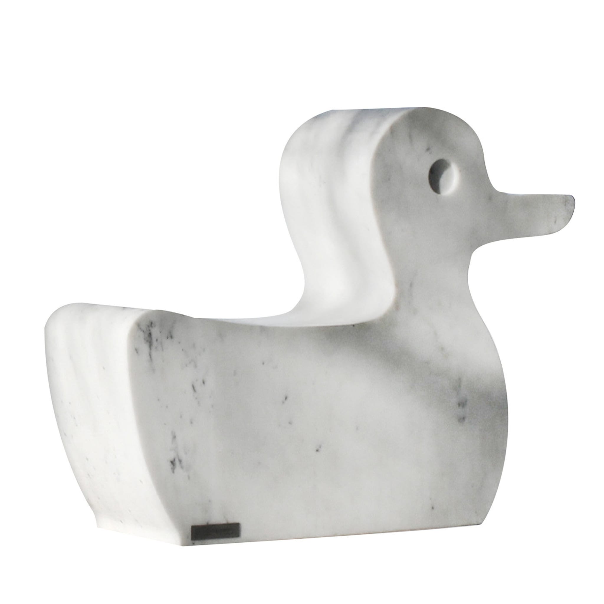 Skulptur einer Ente aus Carrara-Marmor von Eugenio Biselli, Paonazzo  - Hauptansicht
