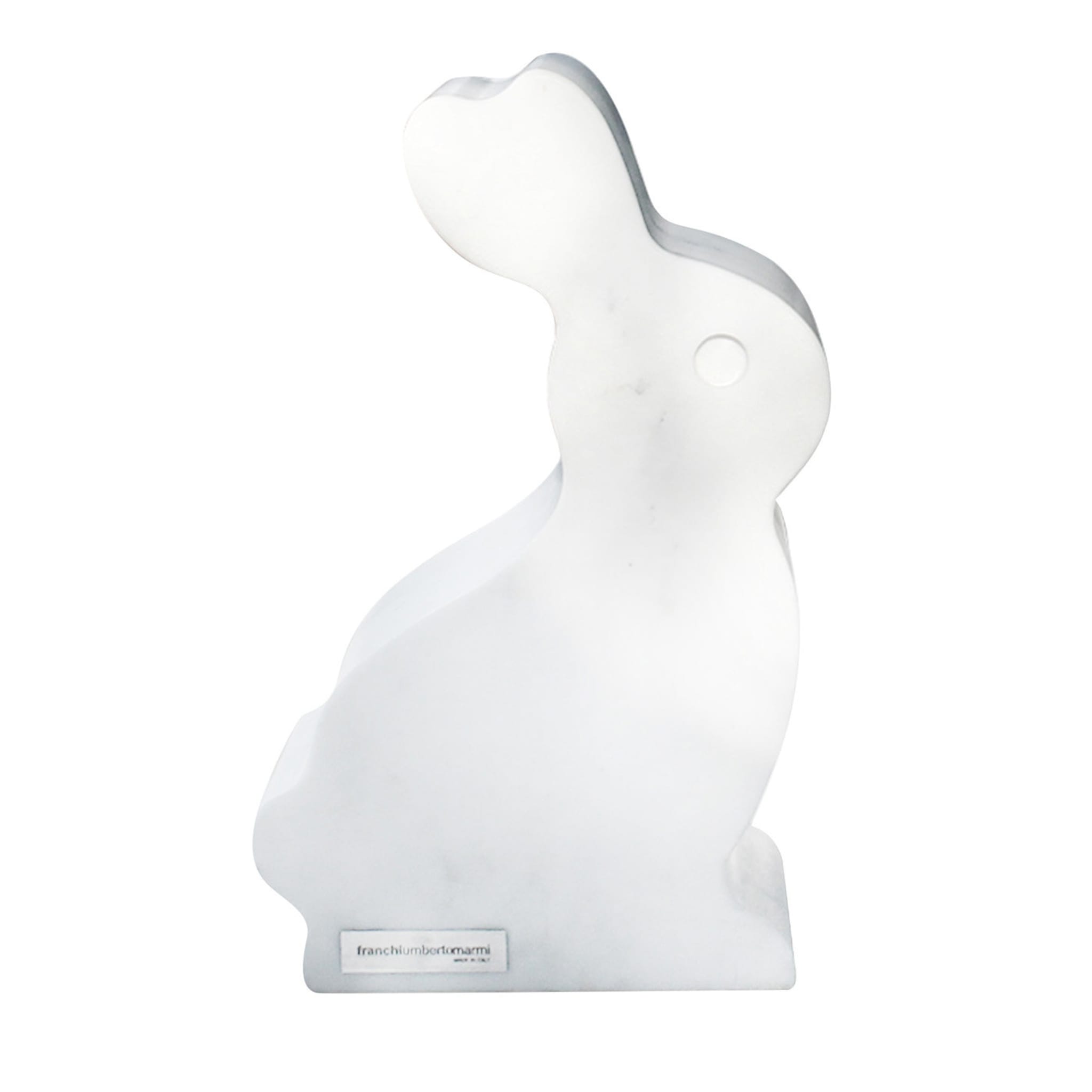 Escultura de conejo en mármol de Carrara de Paonazzo por Eugenio Biselli - Vista principal