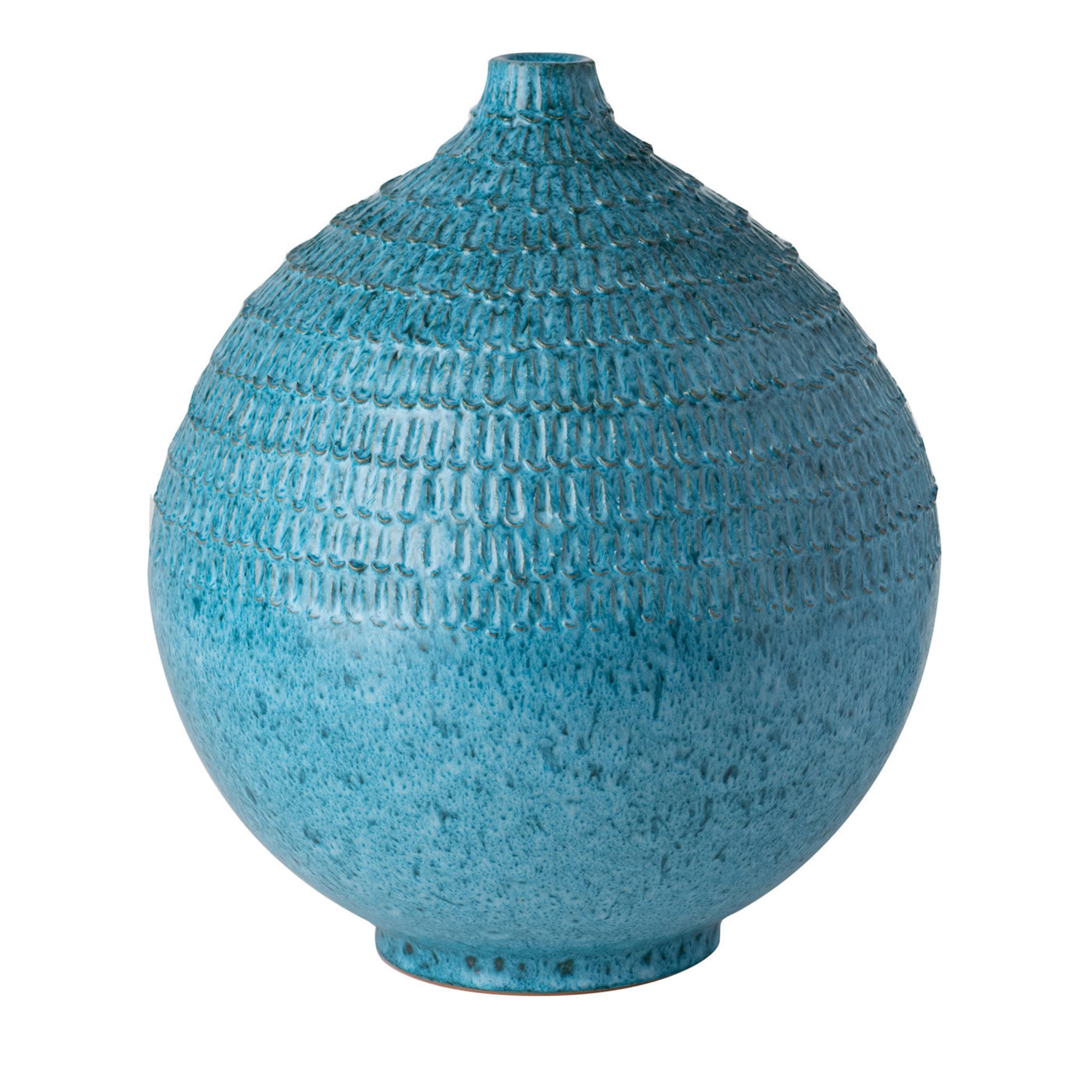 Türkisfarbene gekerbte Vase - Hauptansicht