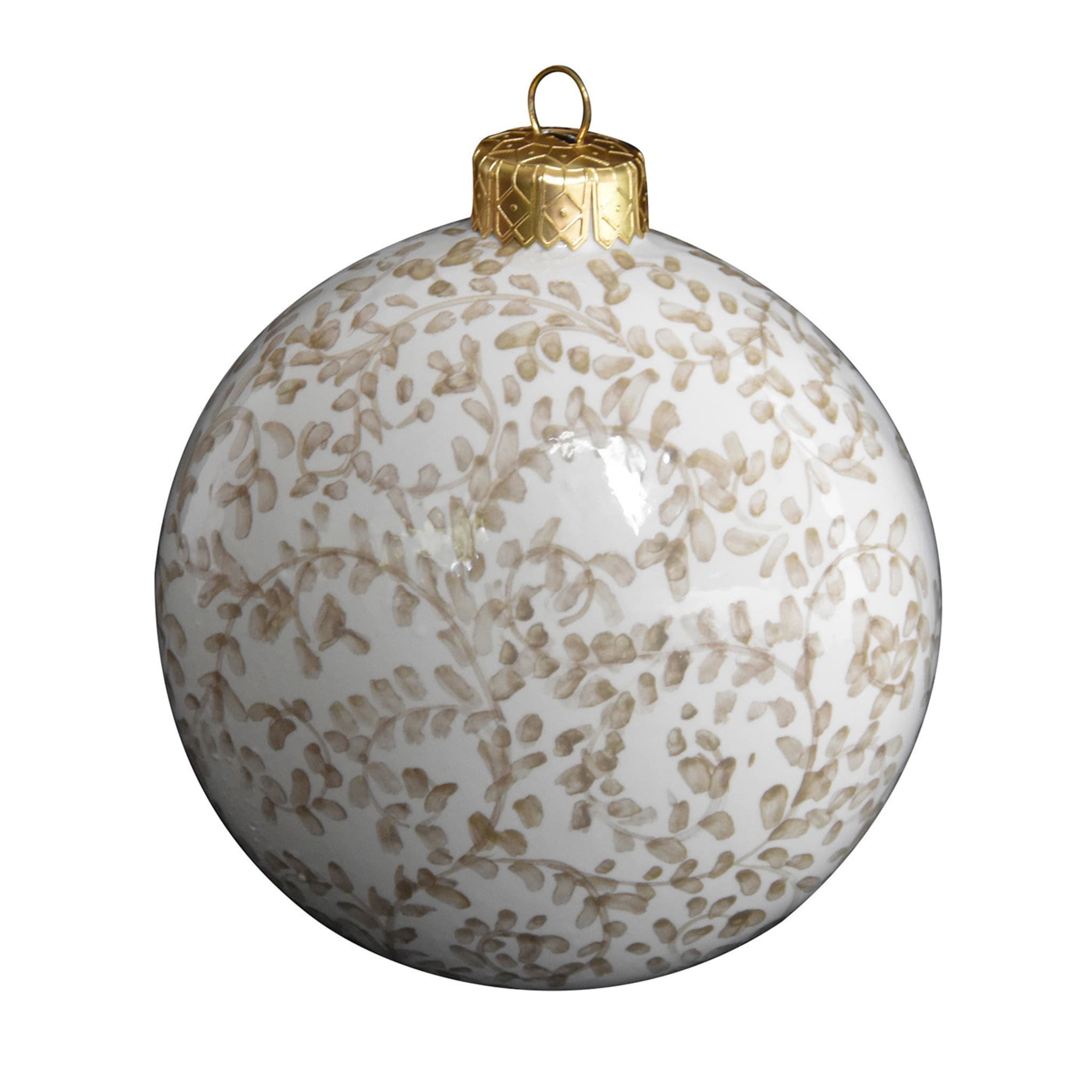 Ivory Floral Christmas Ball Ornament - Main view