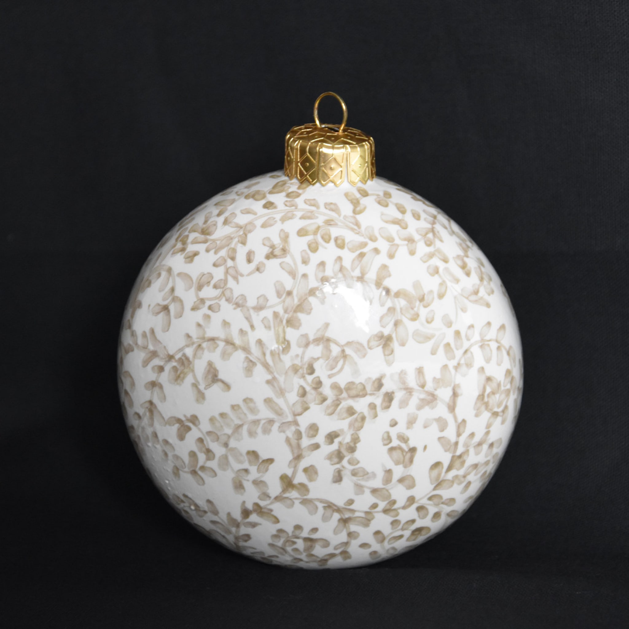 Ivory Floral Christmas Ball Ornament - Alternative view 1