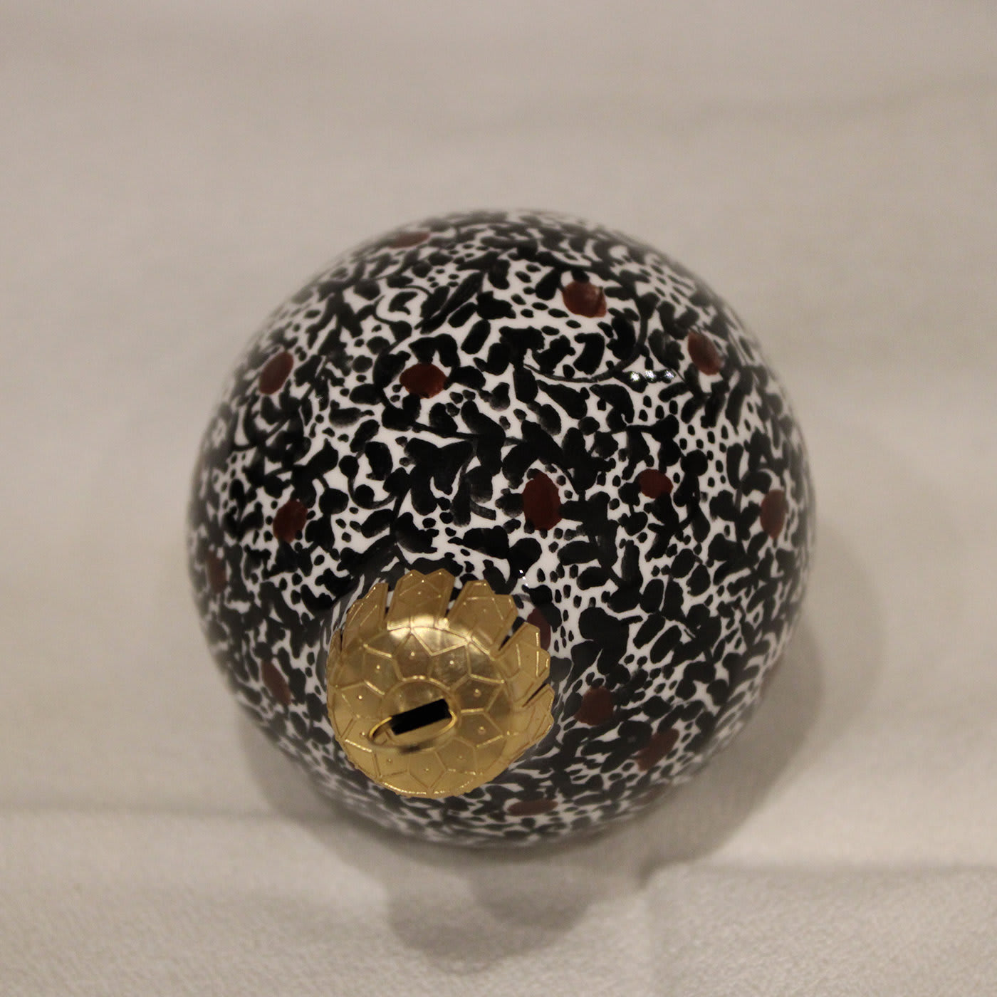 Black Dotted Floral Teardrop Christmas Ball Ornament  - Idea Ceramica