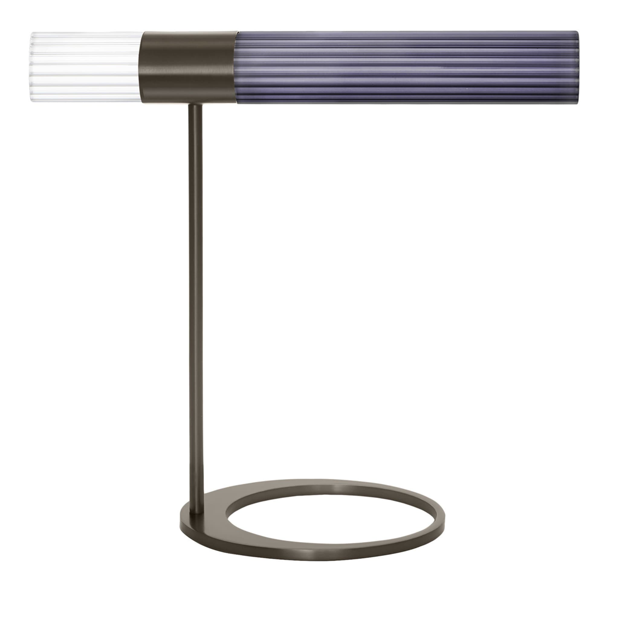 Sbarlusc Lampe de table en laiton et verre bleu - Vue principale