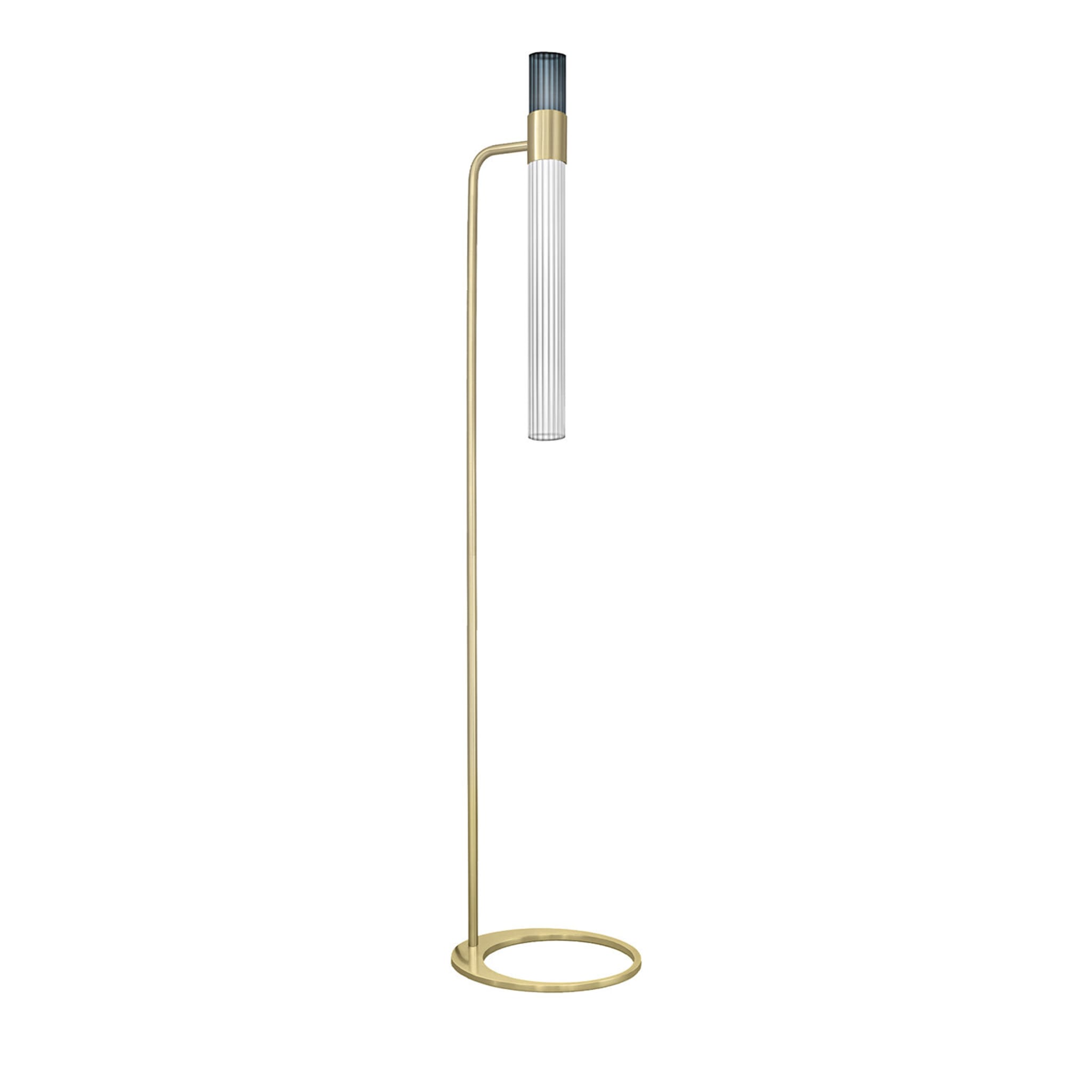 Sbarlusc Glass and Champagne Brass Floor Lamp by Isacco Brioschi - Main view