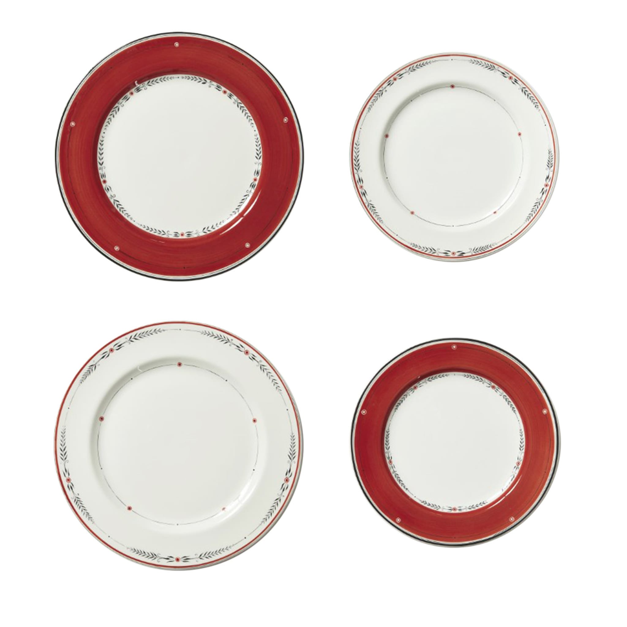 White and Red Strip Dining Set - Main view