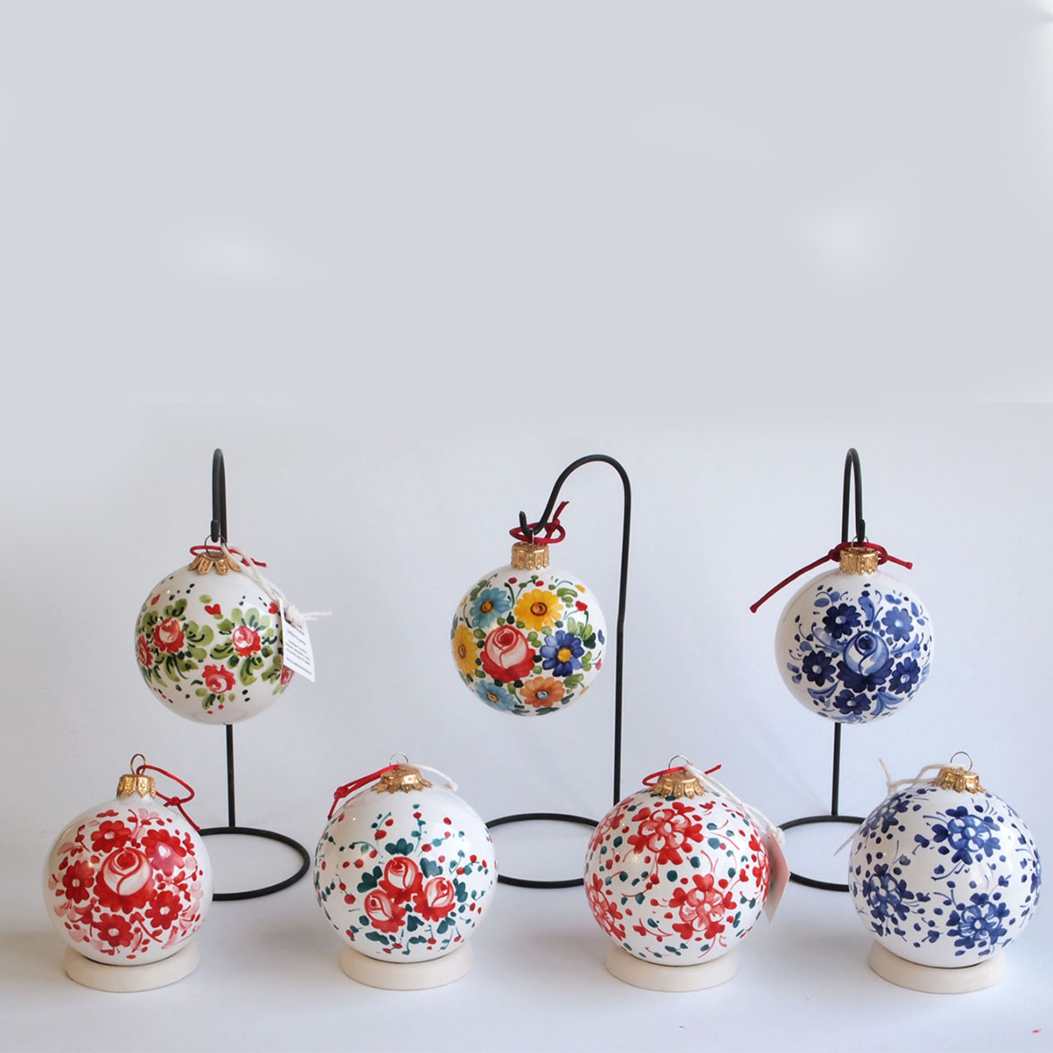 Red Floral Christmas Ball Ornament - Alternative view 2
