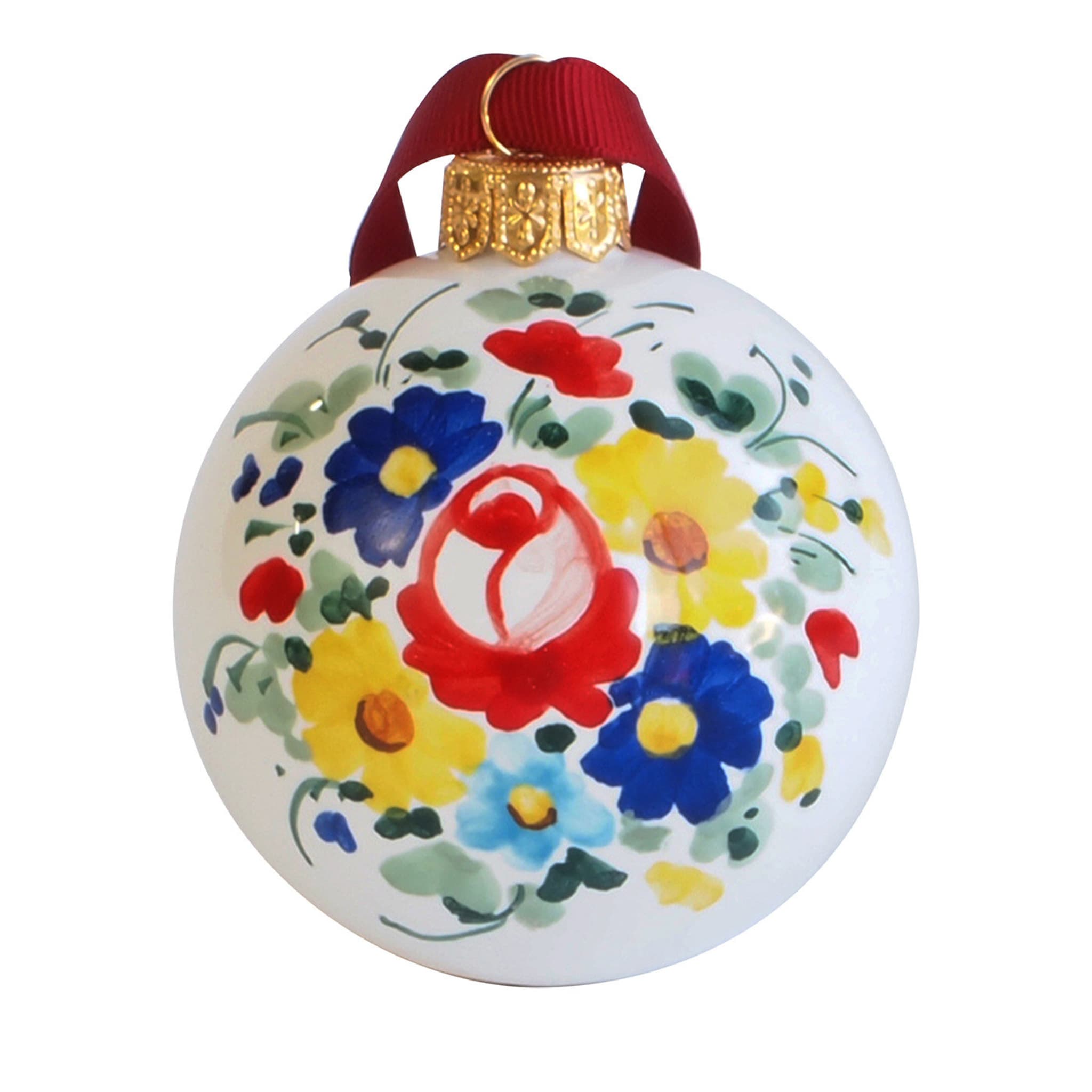 Multicolor Floral Christmas Ball Ornament #1 - Main view