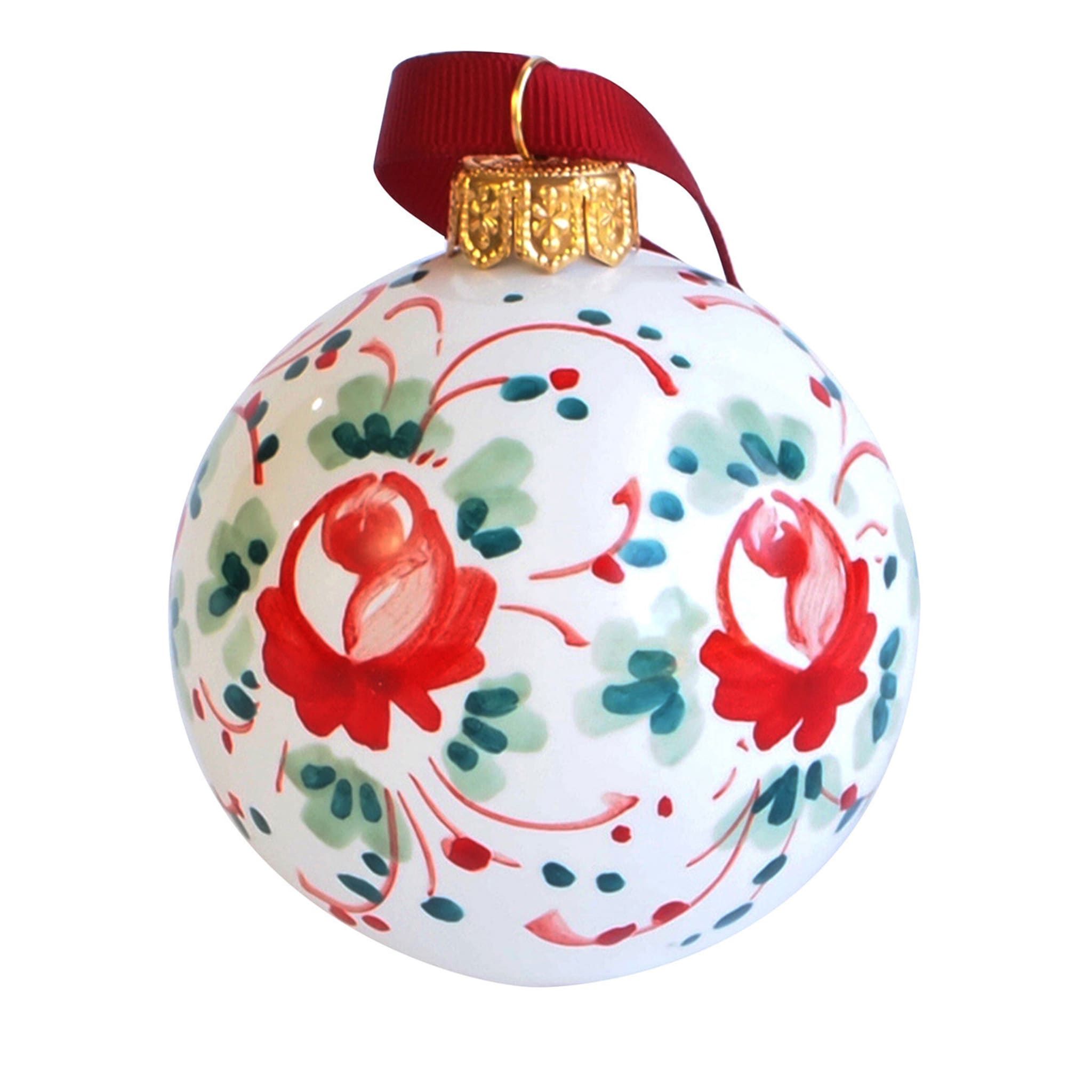 Multicolor Floral Christmas Ball Ornament #2 - Main view