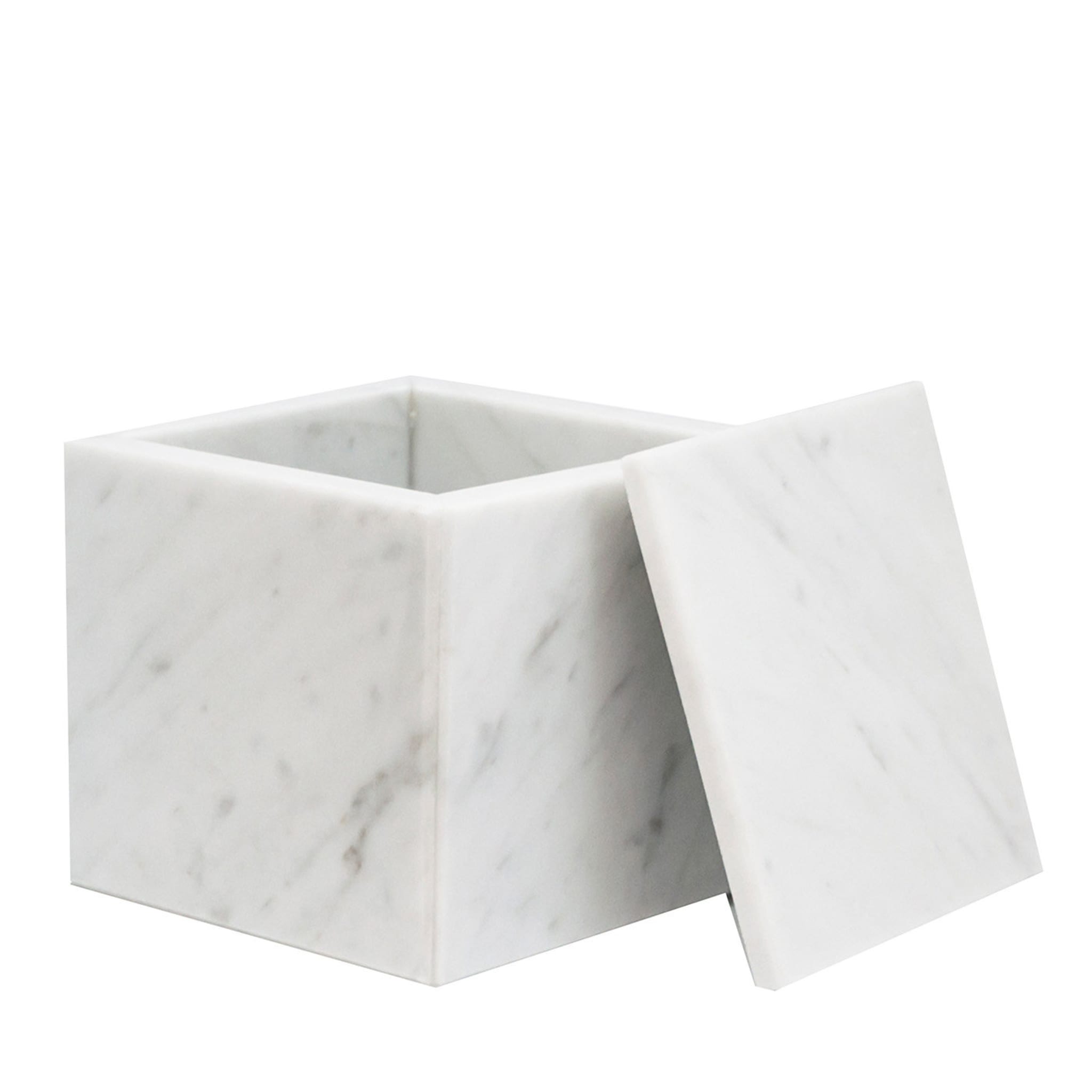 White Carrara Marble Cubic Box with Lid - Main view