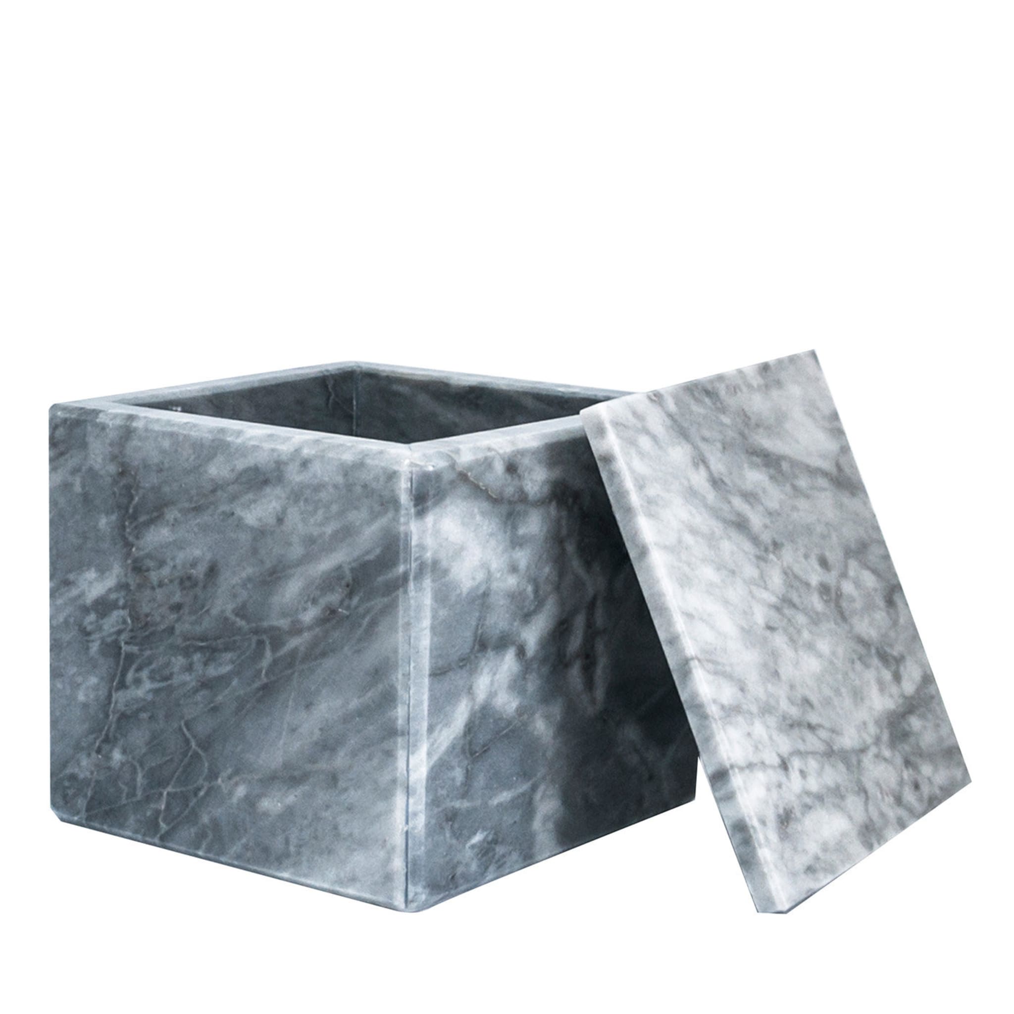 Gray Bardiglio Marble Cubic Box with Lid - Main view