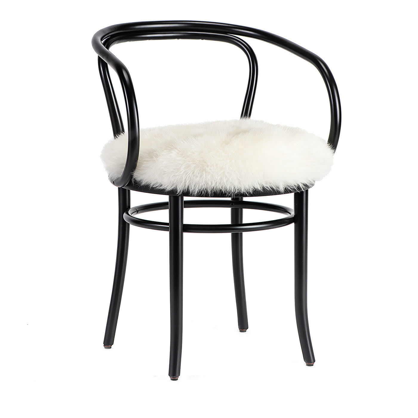 Wiener Stuhl Black Chair White Fur Seat by Gebrüder Thonet - Gebrüder Thonet Vienna GmbH (GTV) – Wiener GTV Design