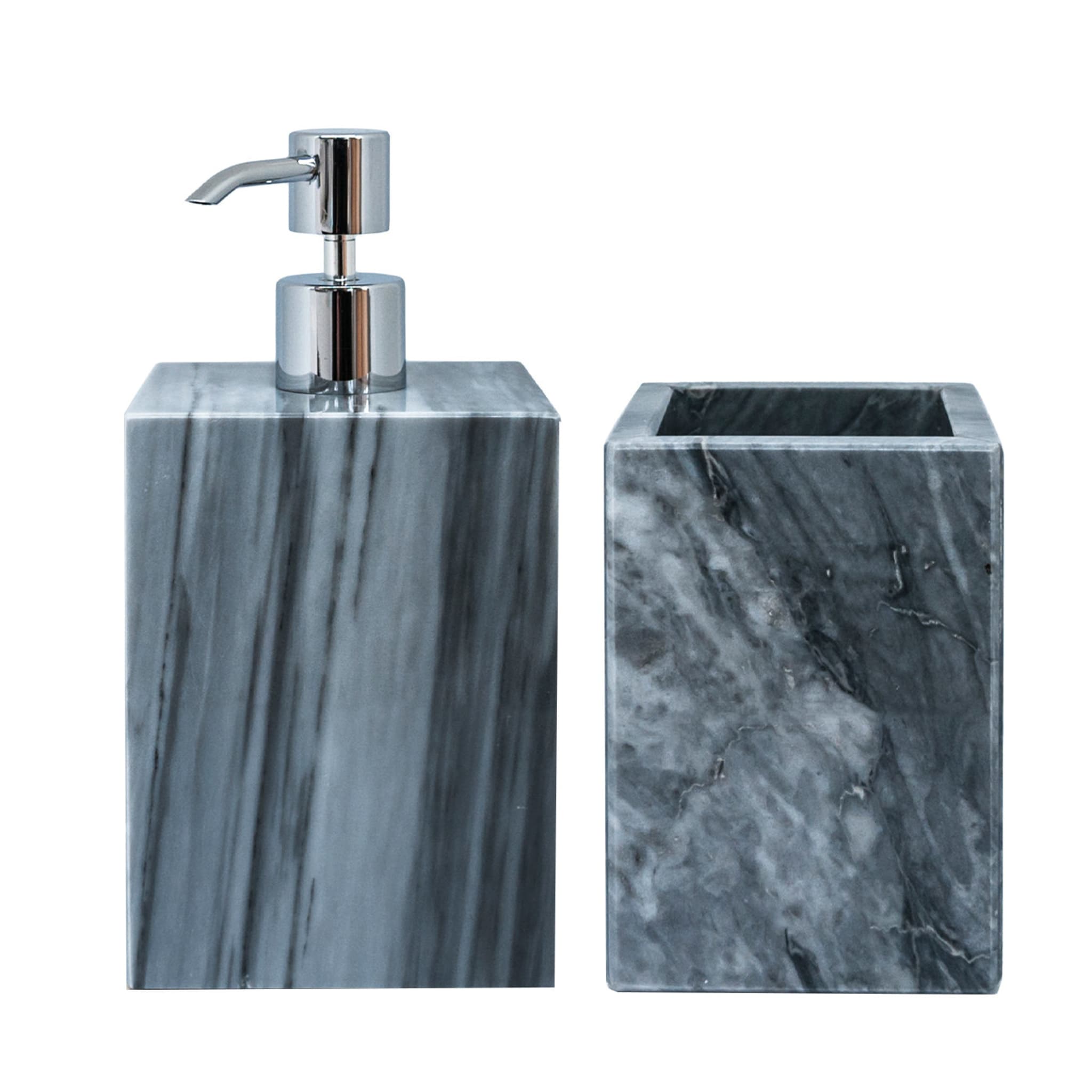 Gray Bardiglio Marble Set of 4 Bathroom Accessories  - Alternative view 2