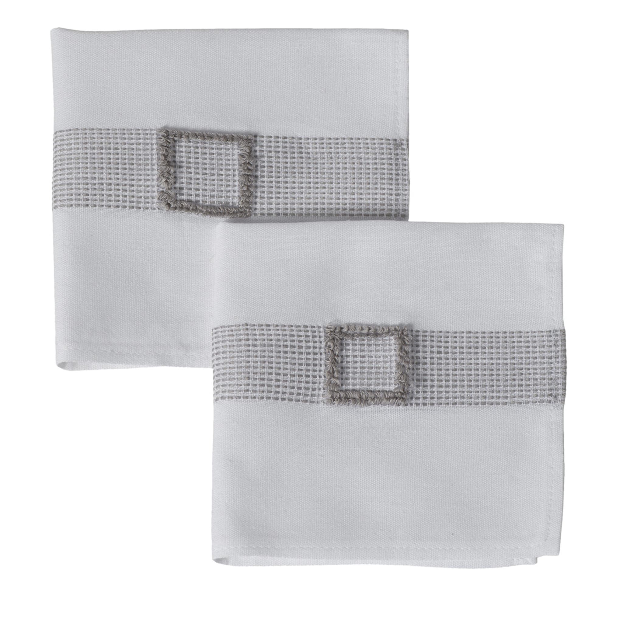Set carré de 2 serviettes blanches - Vue principale