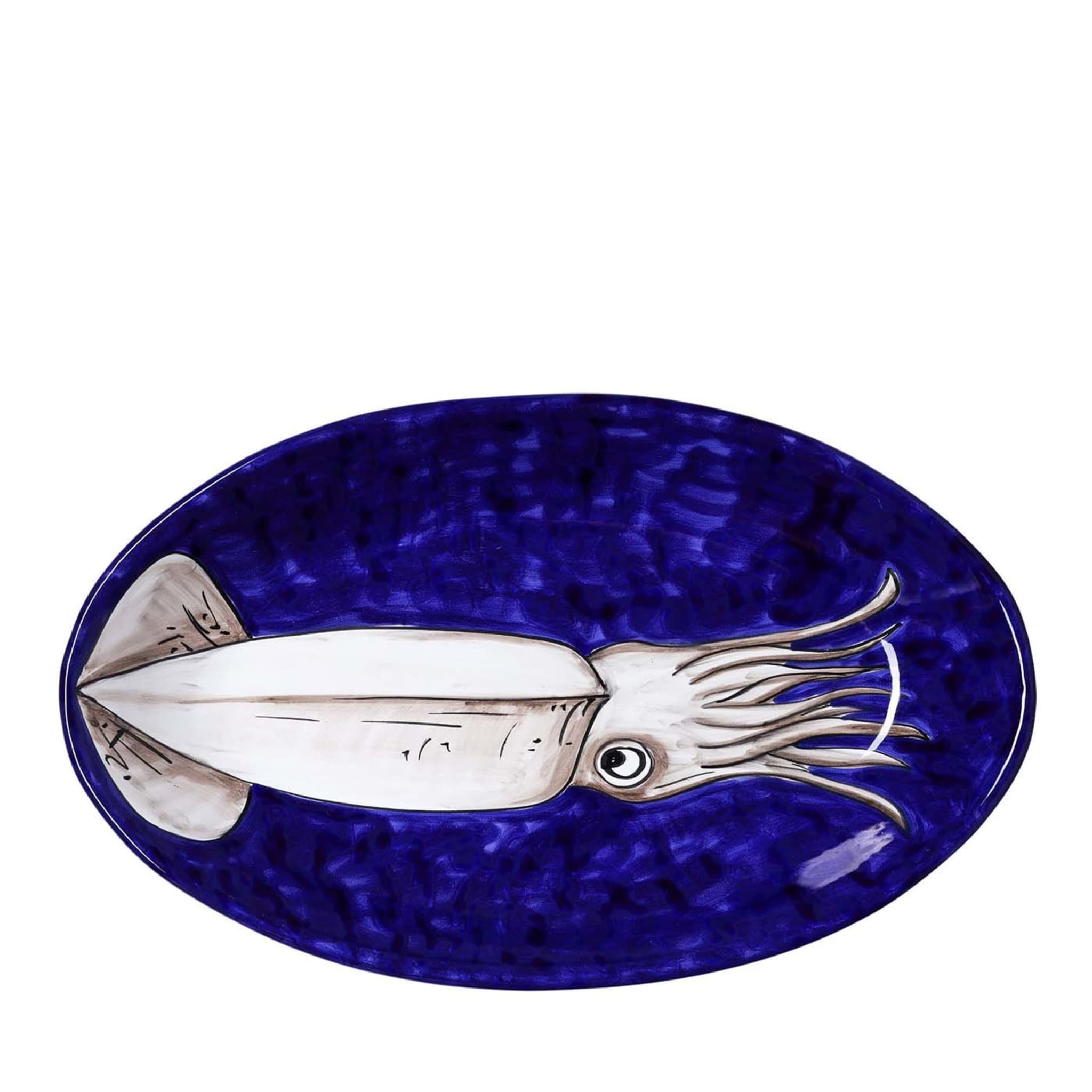 Blue Squid Oval Serving Plate - Main view