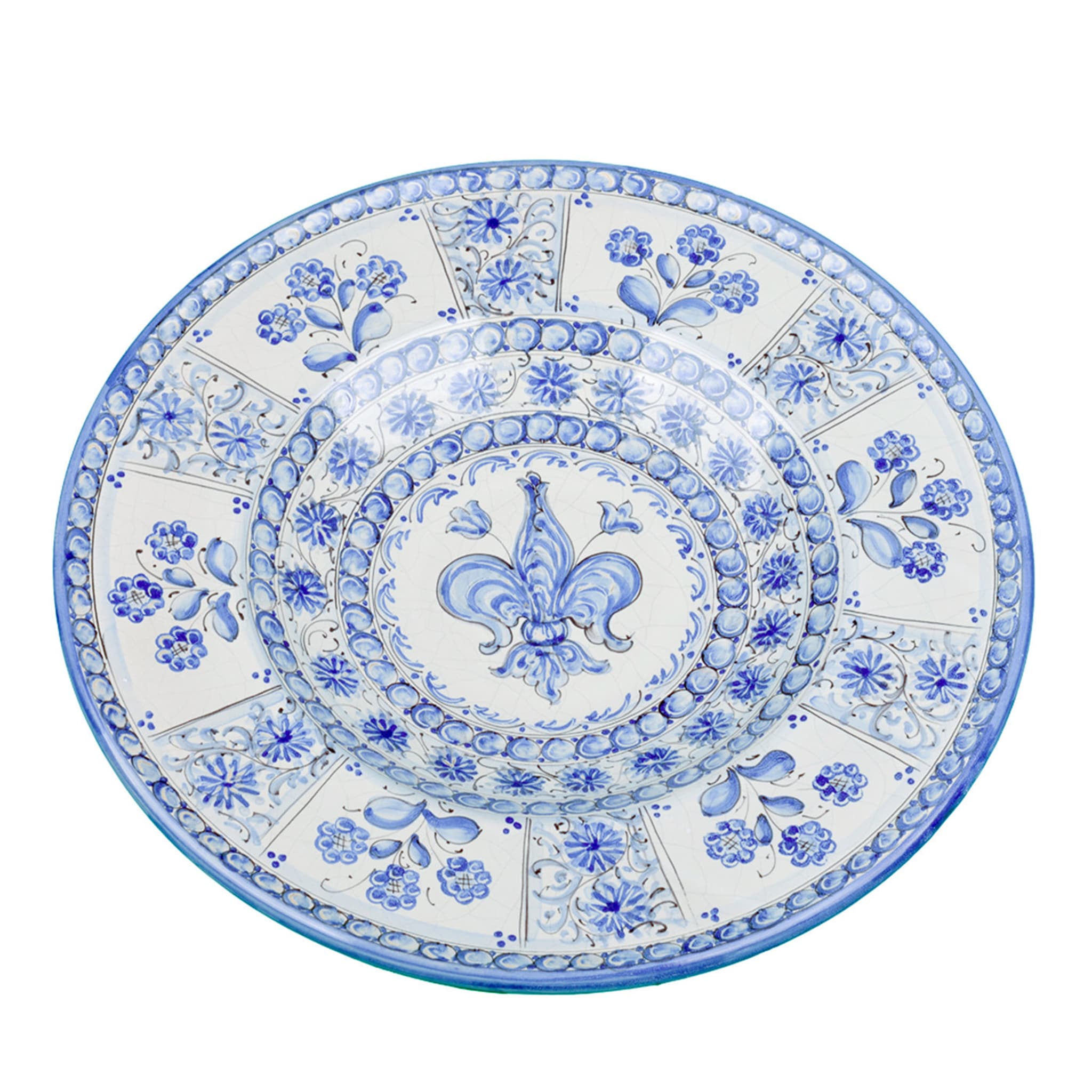 Blauer florentinischer flor-de-lis-dekorativer teller von Lorenza Adami - Hauptansicht