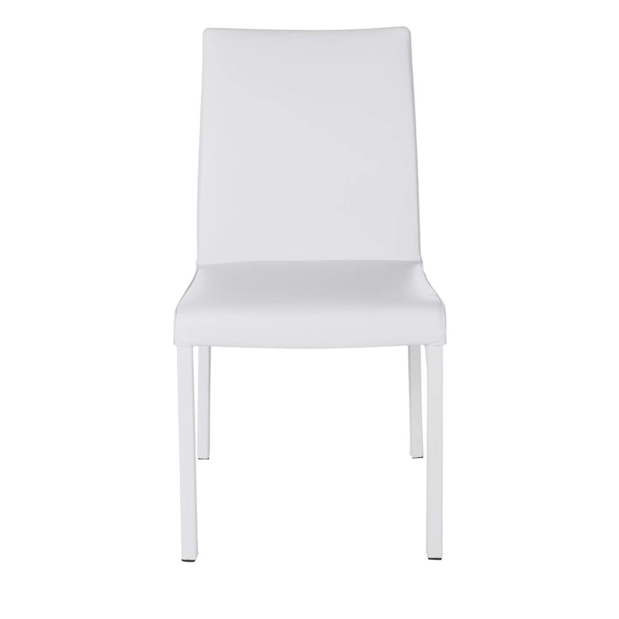 Possagno Weißes Leder XL Stuhl - Hauptansicht