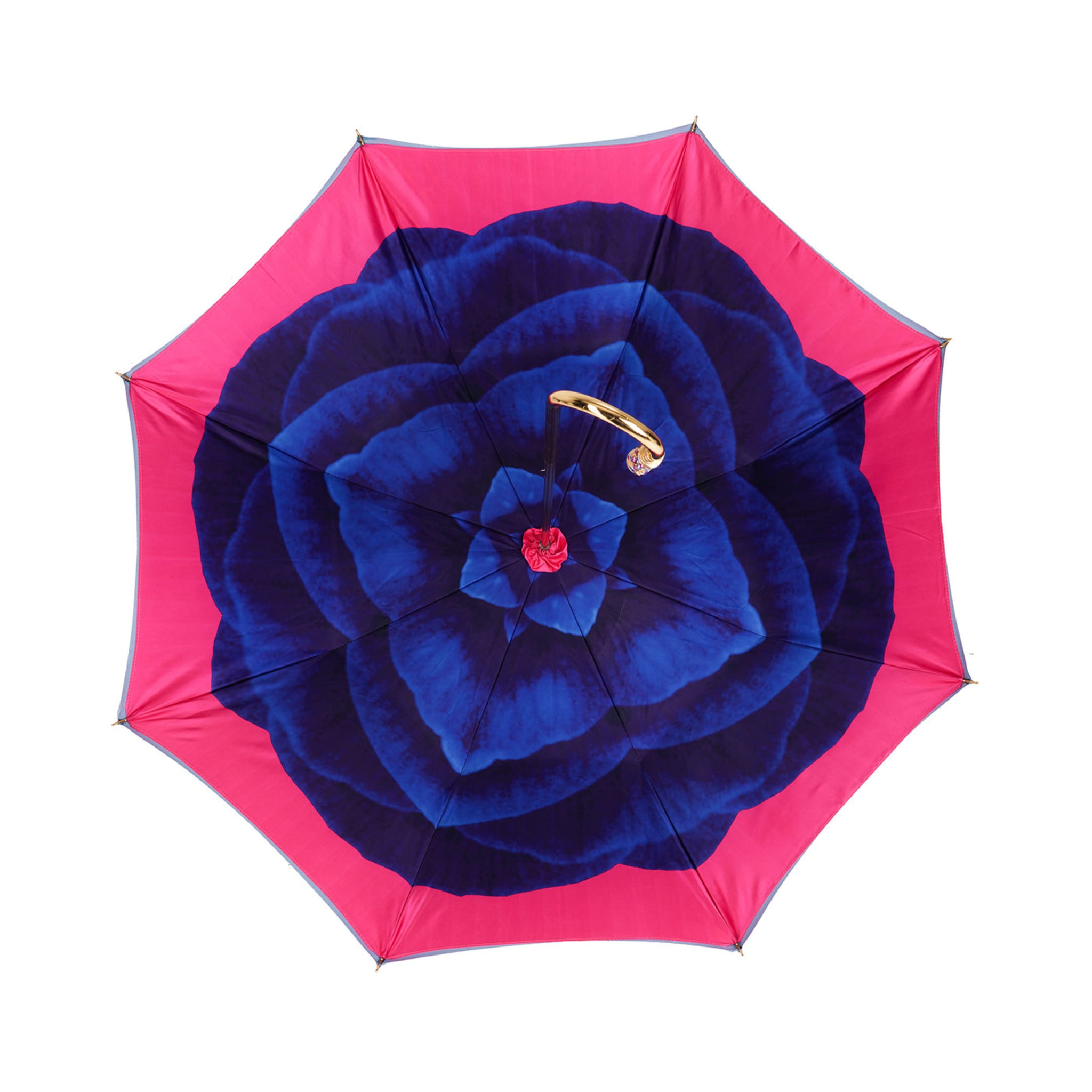 Blauer Kamelienblüten Regenschirm mit Juwelengriff - Alternative Ansicht 2