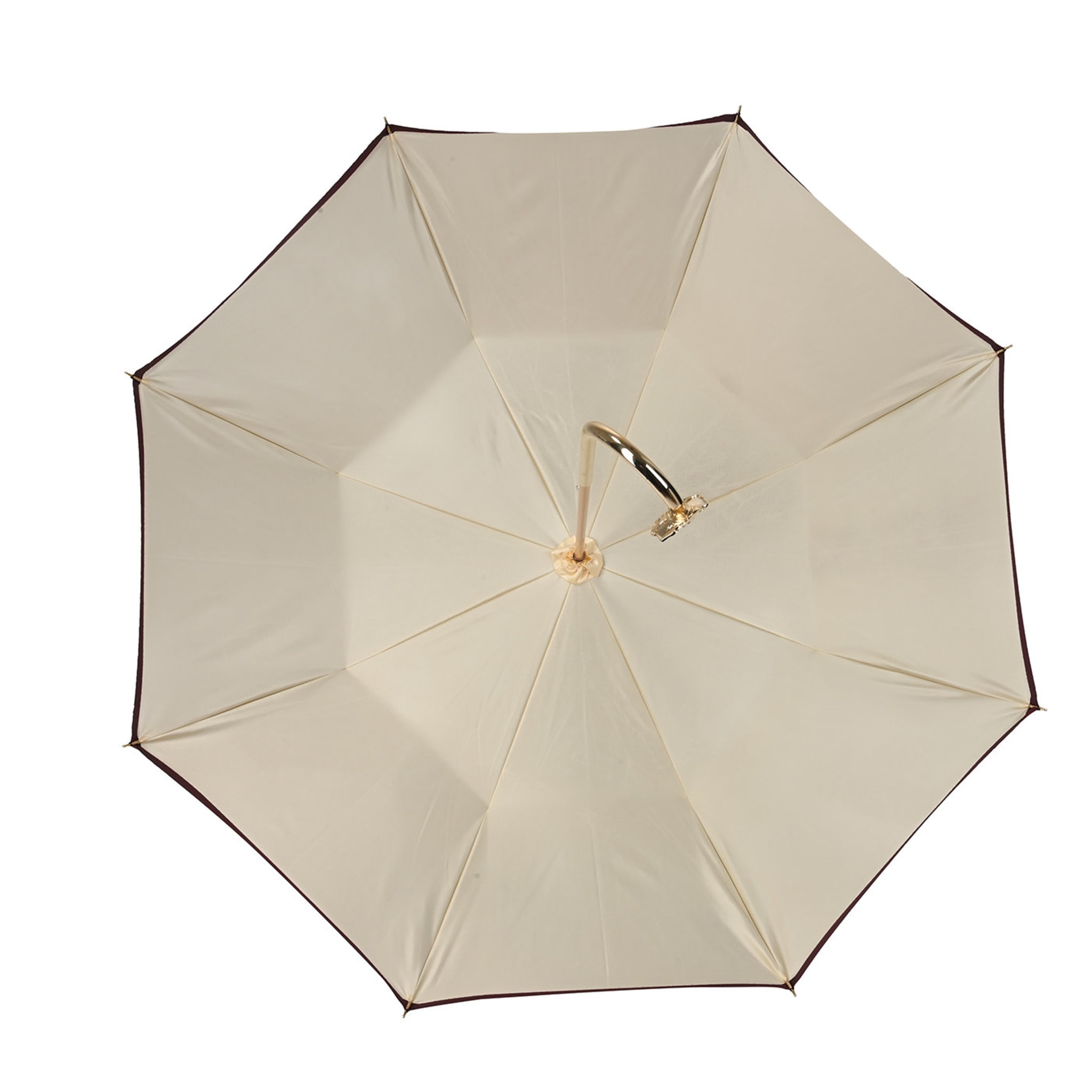Burgundy and Beige Umbrella with Jeweled Handle - Alternative view 2