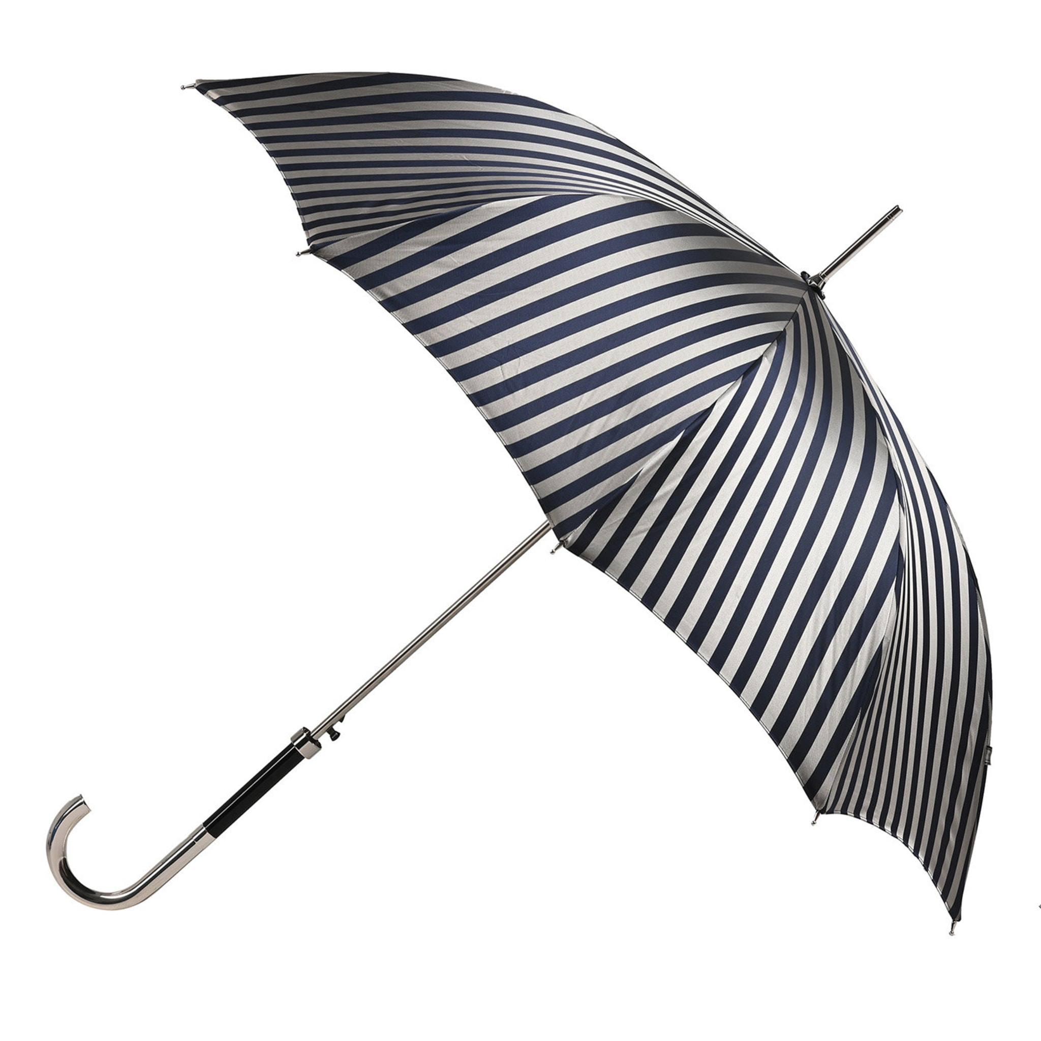 Blau und Silber gestreifter Regenschirm - Hauptansicht