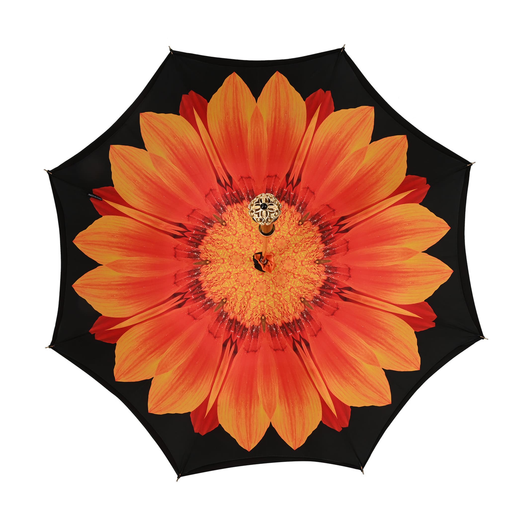 Black Gazania Flowers Umbrella with Jeweled Handle - Alternative view 2