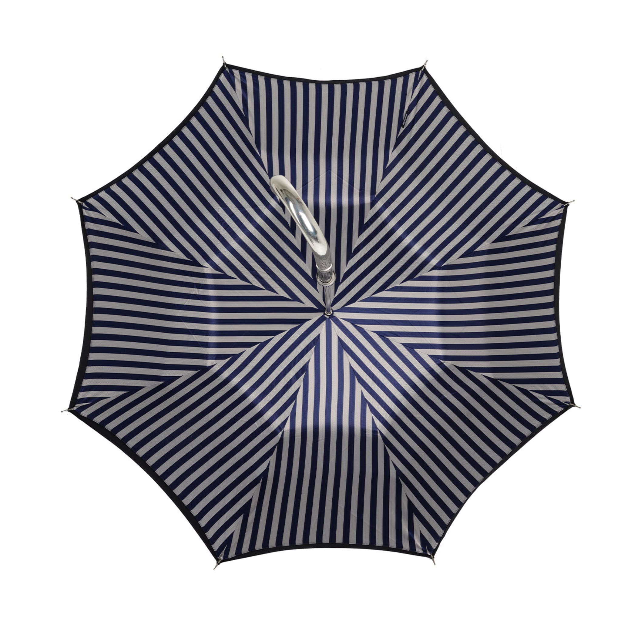 Schwarz/silber und blau gestreifter Regenschirm - Alternative Ansicht 2