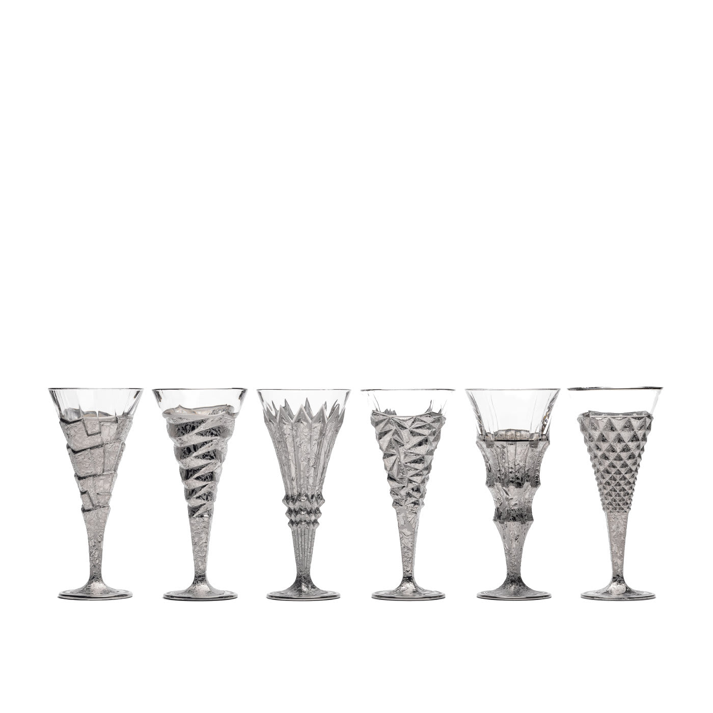 Set of Six Capriccio Champagne Flutes - Griffe Montenapoleone by Vetrerie di Empoli