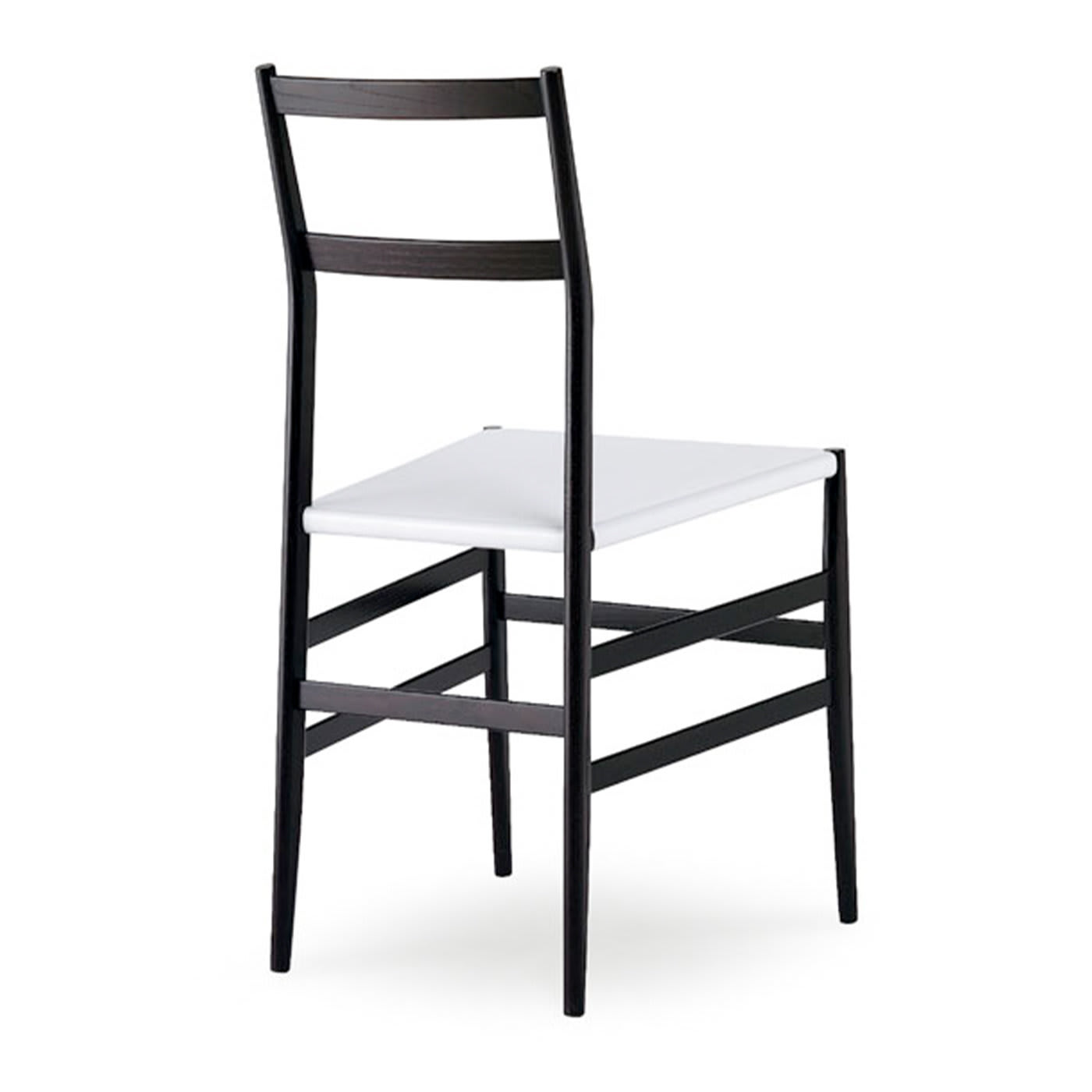 Piuma Black Chair with White Leather Seat - Livoni