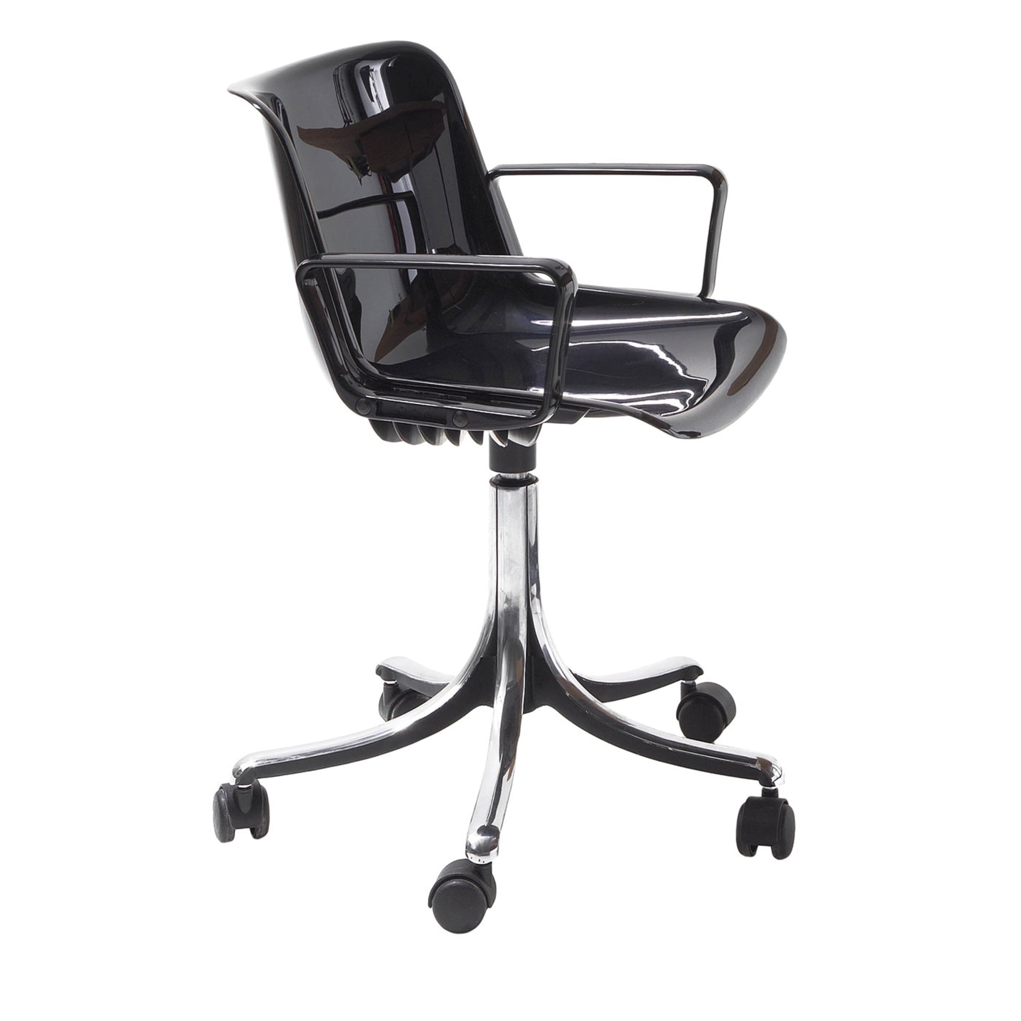 Modus Black Caster Chair with Armrests by Centro Progetti Tecno - Main view