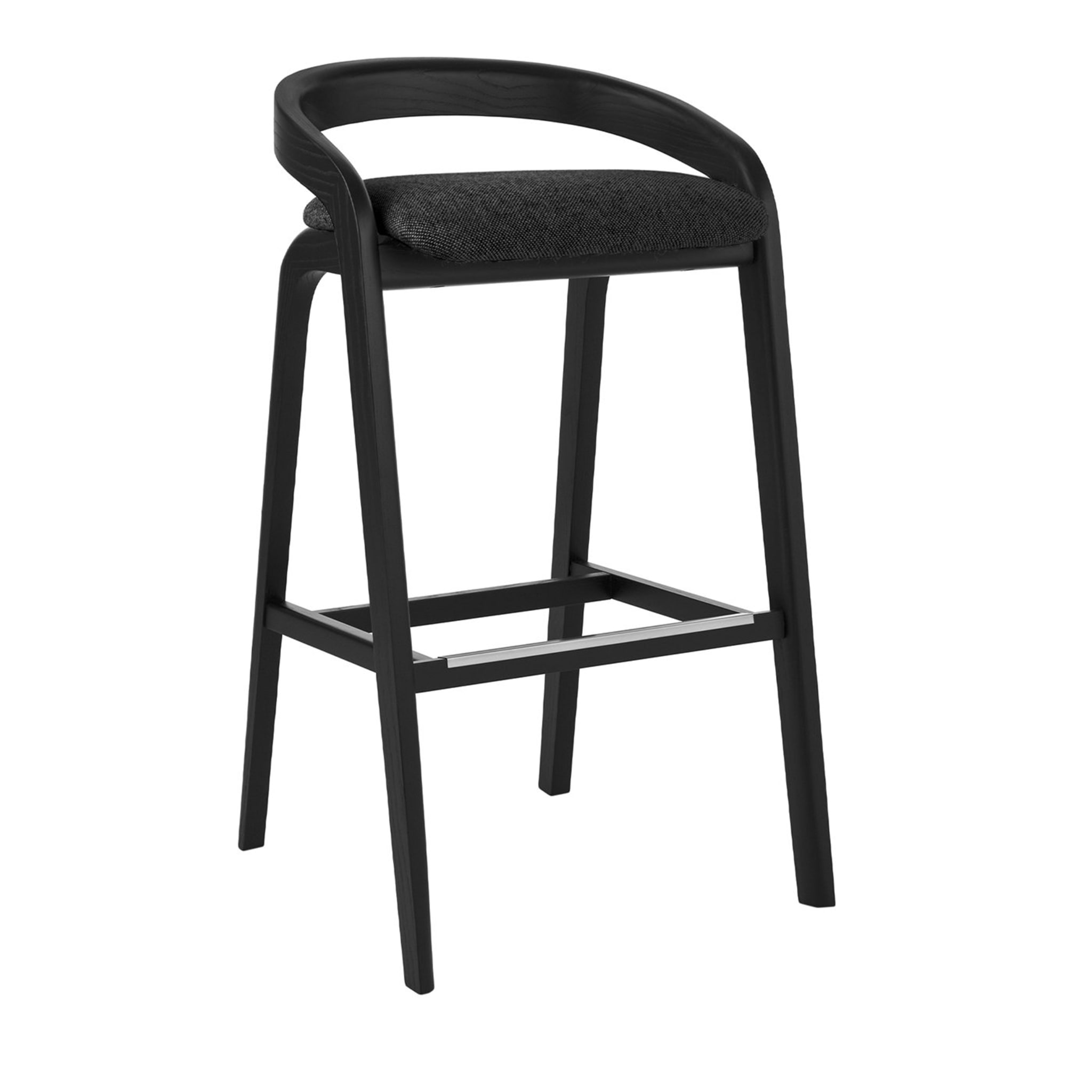 Genea Black Ash Barstool with Black Upholstered Seat - Main view