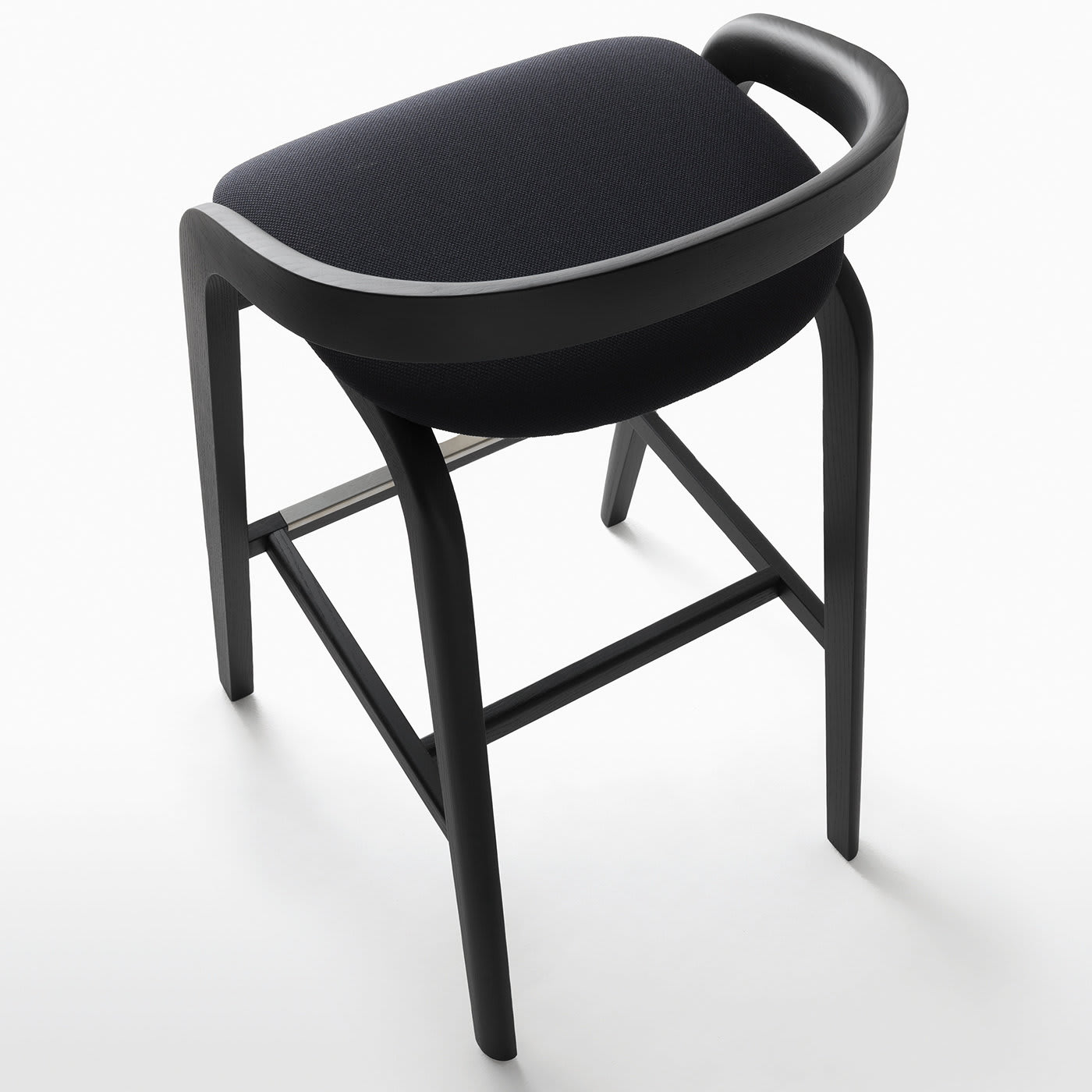 Genea Black Ash Barstool with Black Upholstered Seat - Passoni Design