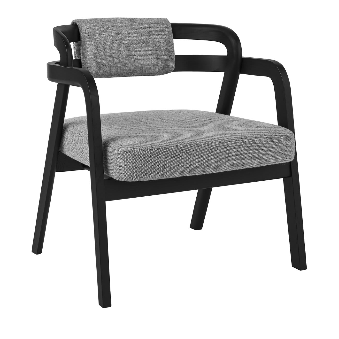 Genea Lazy Black Ash Lounge chair with Gray Upholstered Seat and Back - Passoni Design