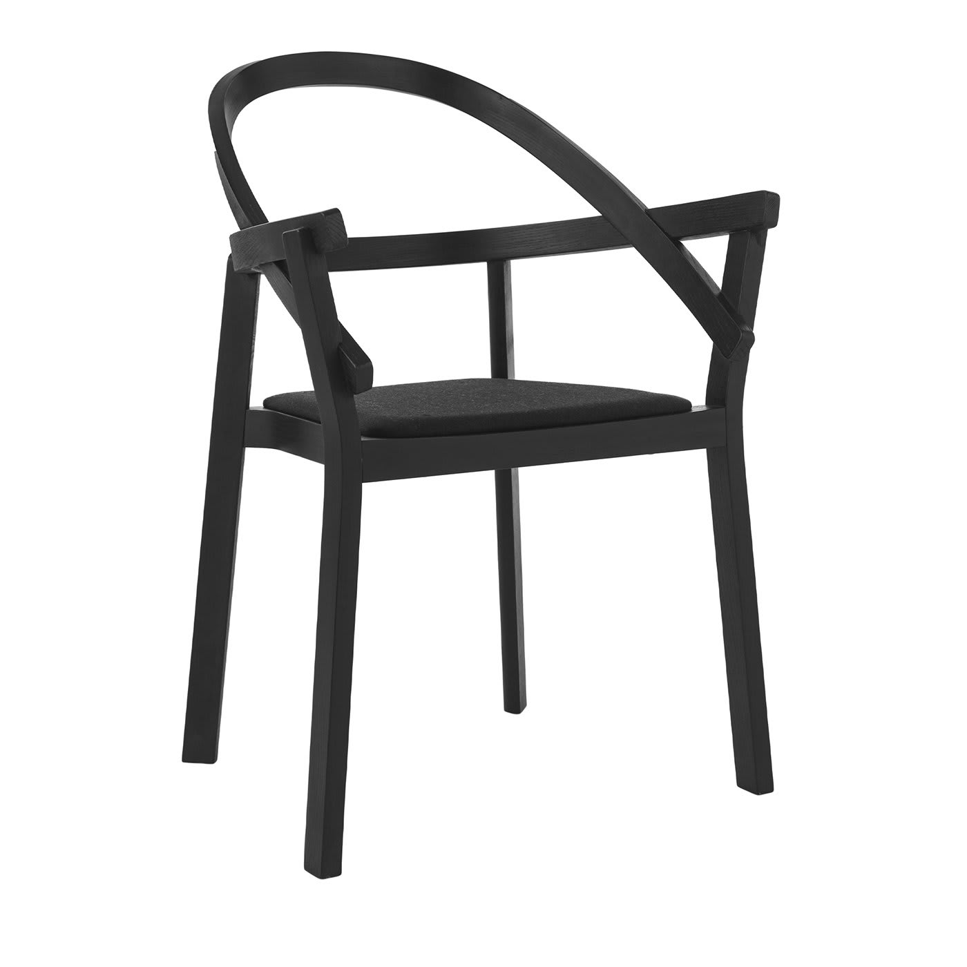 Baci Black Ash Dining chair with Black Upholstered Seat - Passoni Design