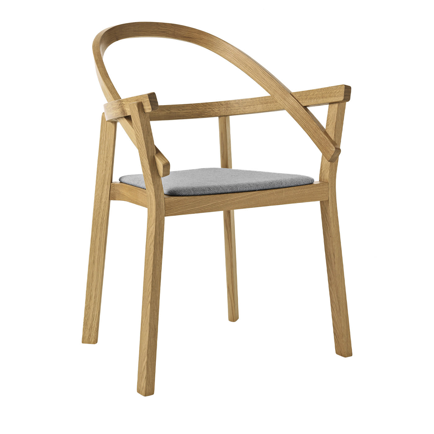 Baci Natural Oak Dining chair with Gray Upholstered Seat - Passoni Design