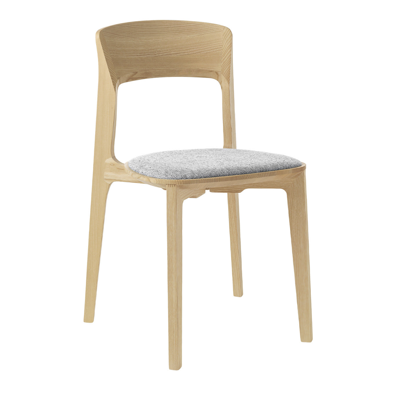 Cetonia Natural Ash Chair with Gray Upholstered Seat - Passoni Design