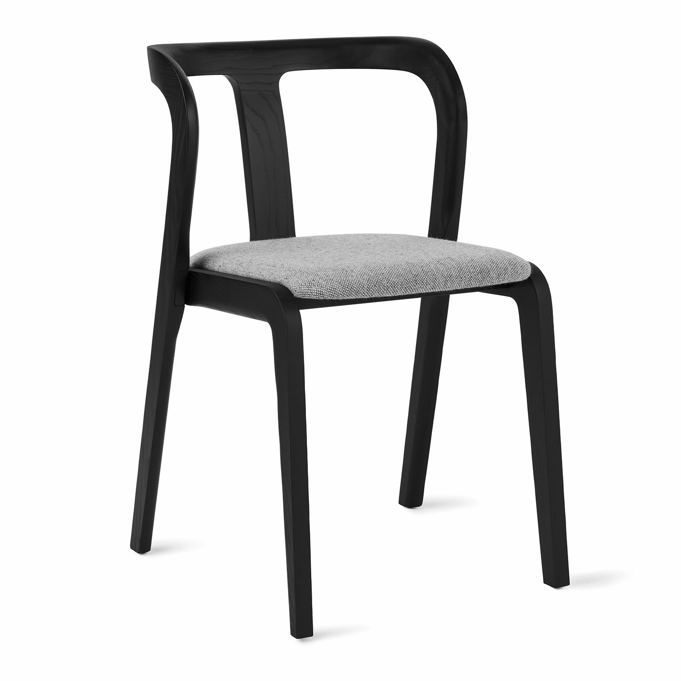 Genea Black Ash Chair with Gray Upholstered Seat - Passoni Design