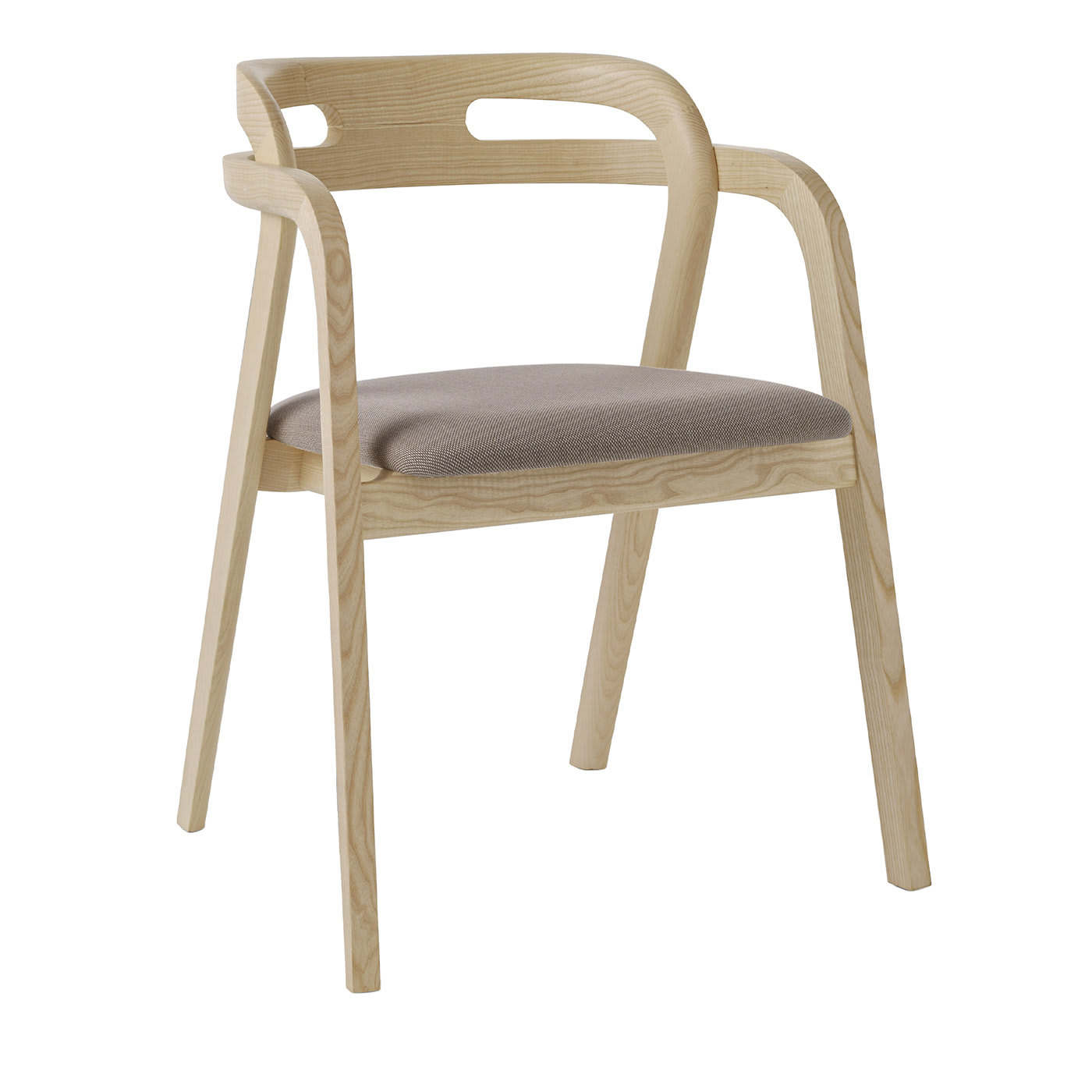 Genea White Ash Dining chair with Gray Upholstered Seat - Passoni Design