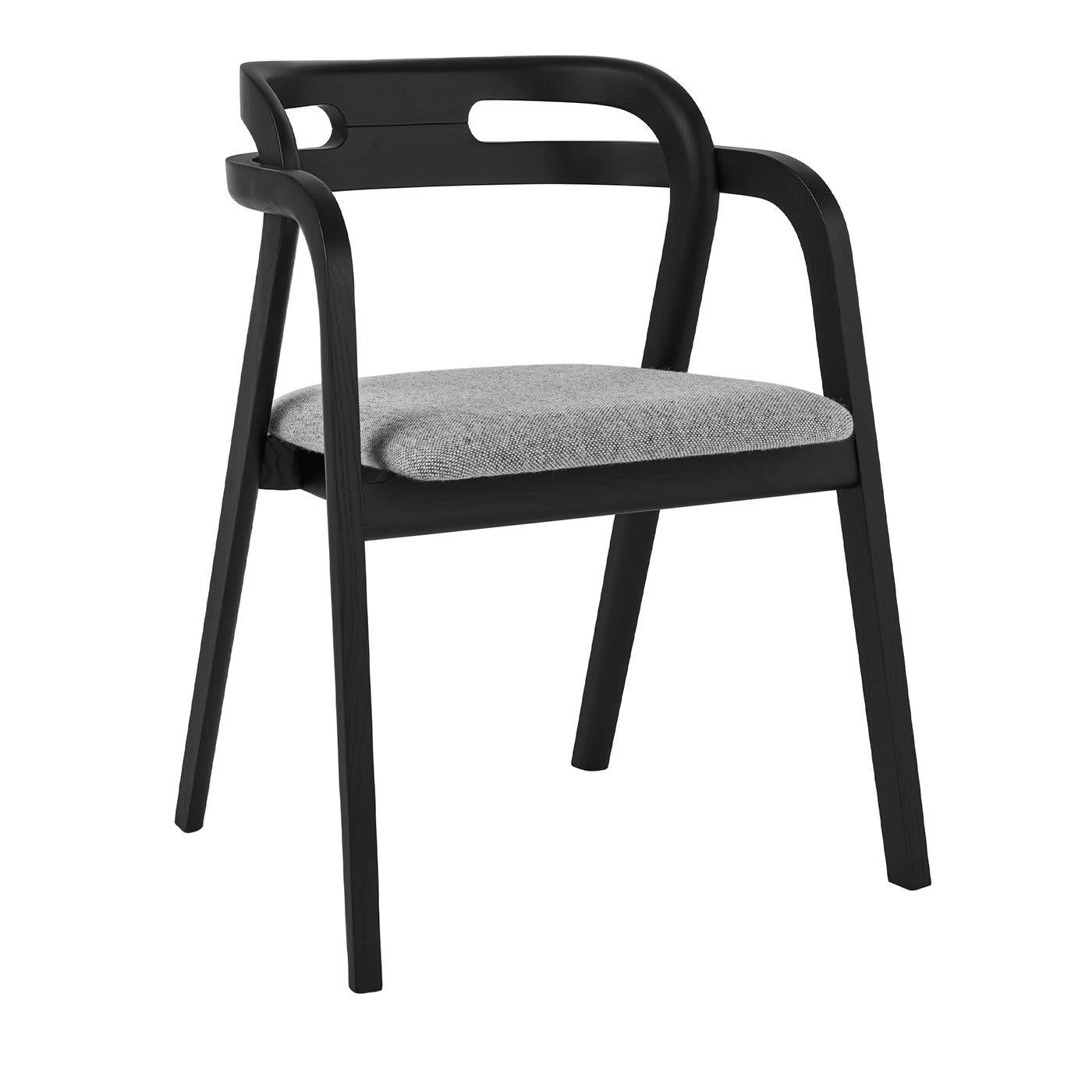Genea Black Ash Dining chair with Gray Upholstered Seat - Passoni Design