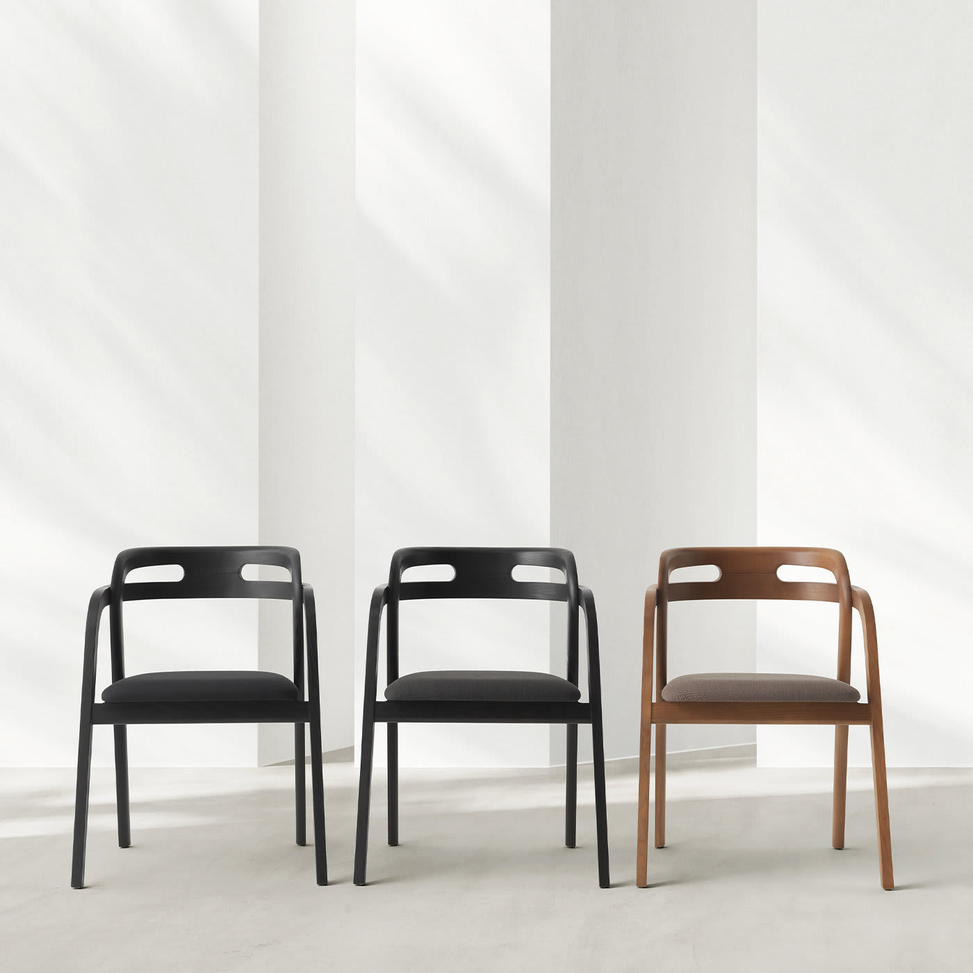 Genea Black Ash Dining chair with Black Upholstered Seat - Passoni Design