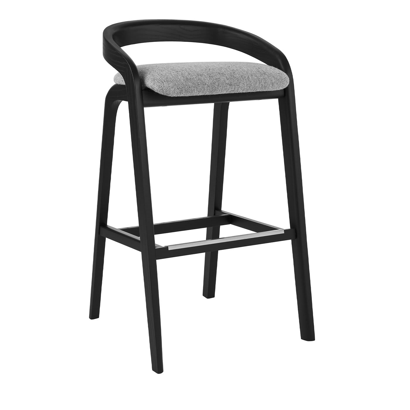 Genea Black Ash Barstool With Gray Upholstered Seat - Passoni Design