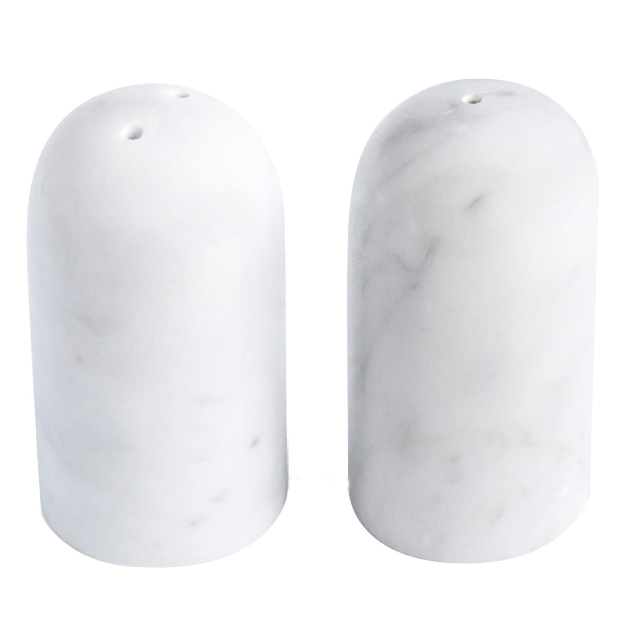 White Carrara Marble Salt and Pepper Shakers - Main view