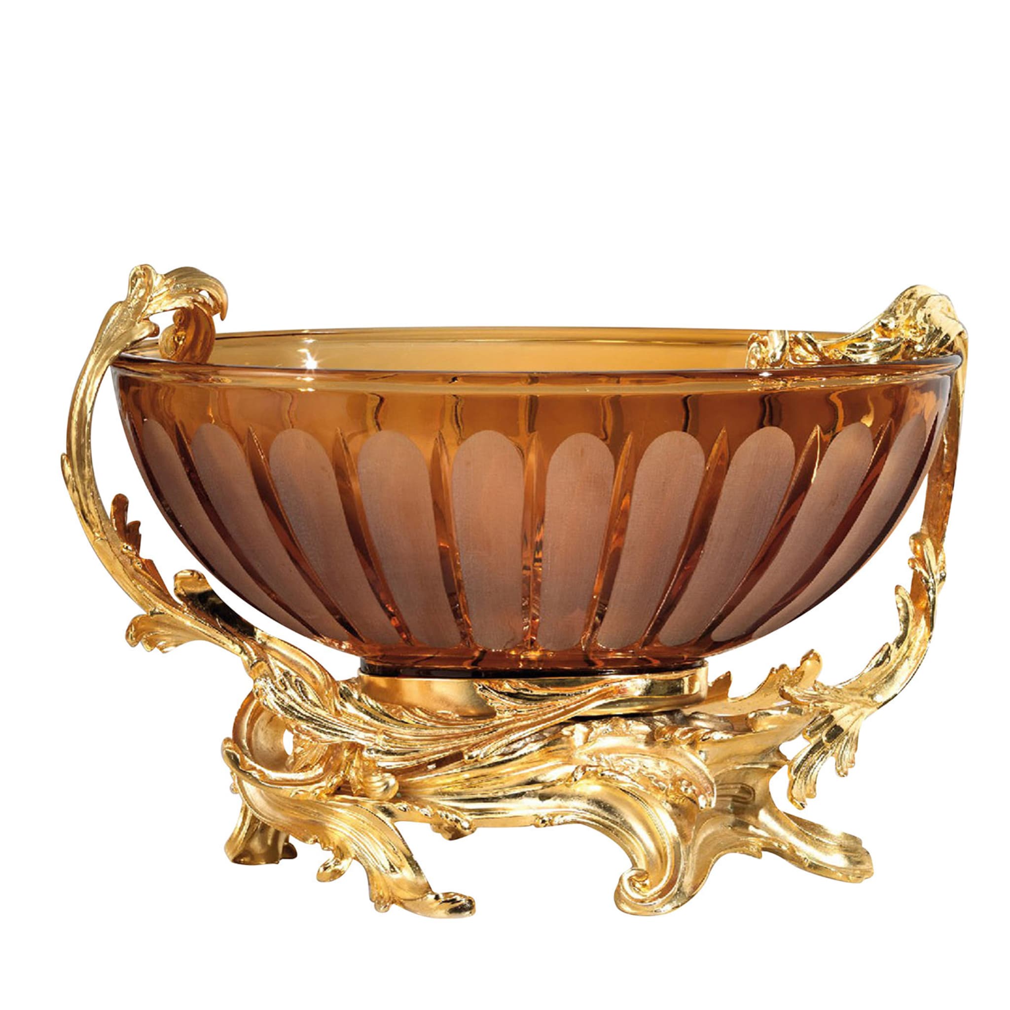 Gold and Amber Crystal Oval Fruit Bowl  - Main view