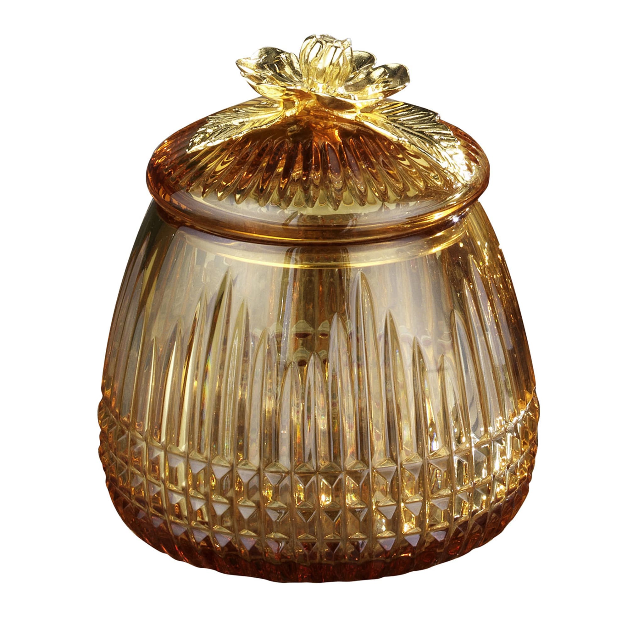 Scatola a globo in cristallo oro e ambra con coperchio #2 - Vista principale